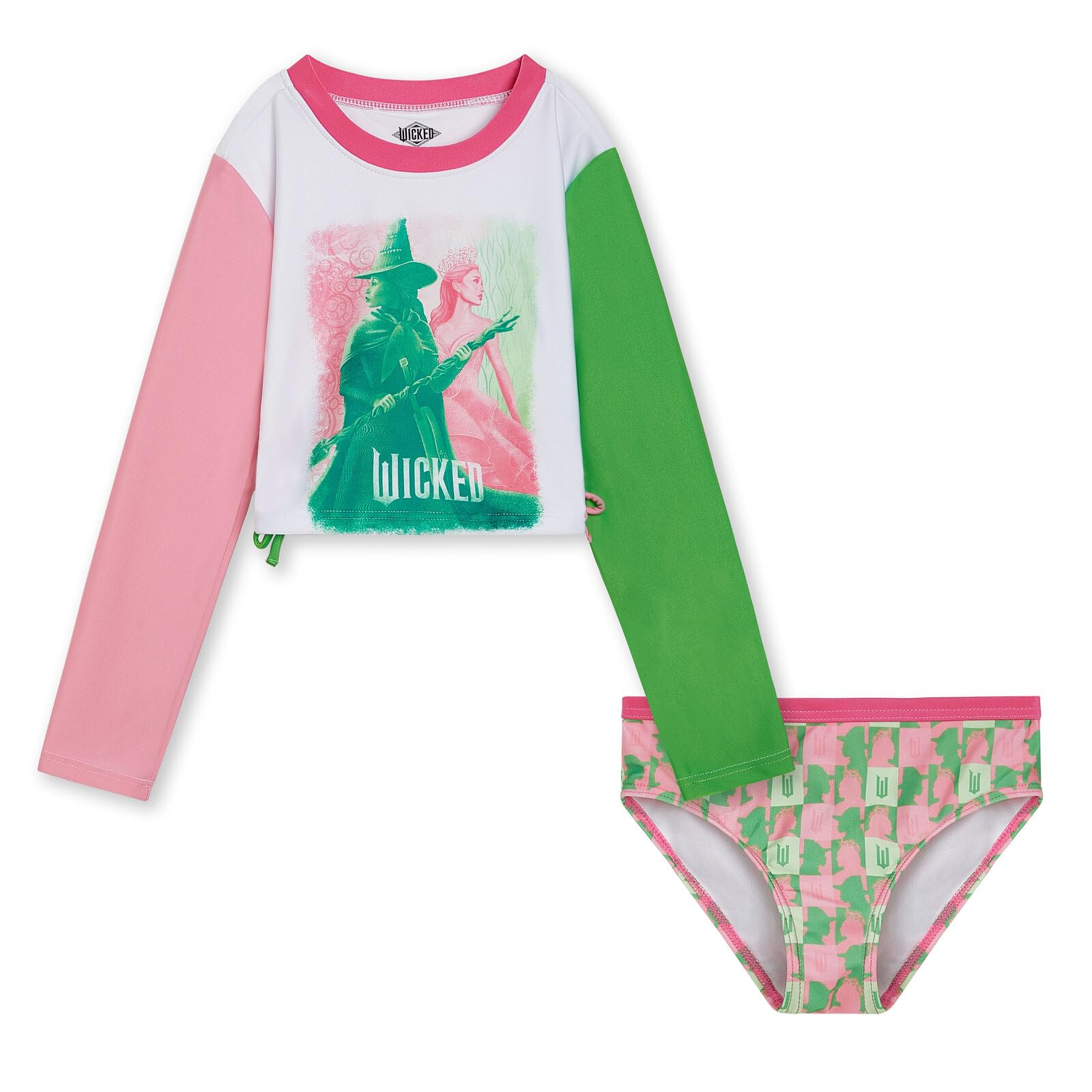 Wicked Girls UPF 50+ Rash Guard & Bikini Bottom Swim Set for Kids (Sizes 4-16) - Sun Protection for Beach, Pool & Water Sports