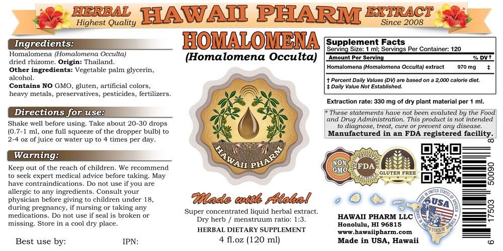 Hawaii Pharm Homalomena Occulta (Qian Nian Jian) Tincture - 32 oz Dried Rhizome Liquid Extract | Natural Herbal Supplement for Joint Support & Wellness | Perfect for Holistic Health Routines & Traditional Remedies