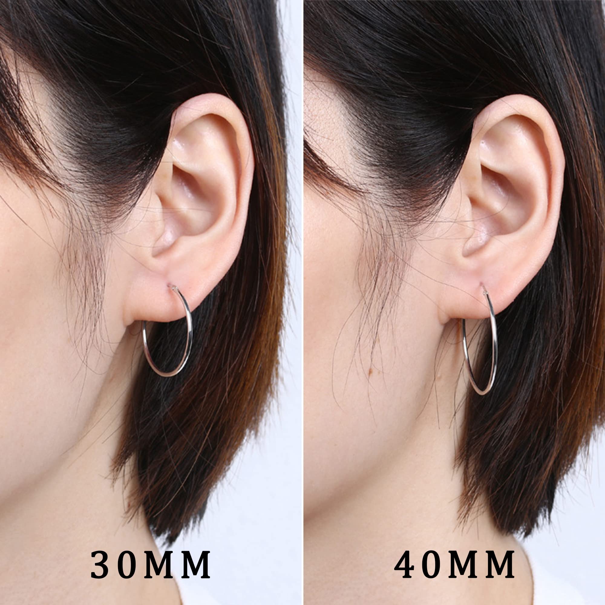 925 Sterling Silver Hoop Earrings for Women - White Gold Plated Thin Huggie Hoops | Lightweight Everyday Jewelry | Perfect for Work, Date Night & Gifts