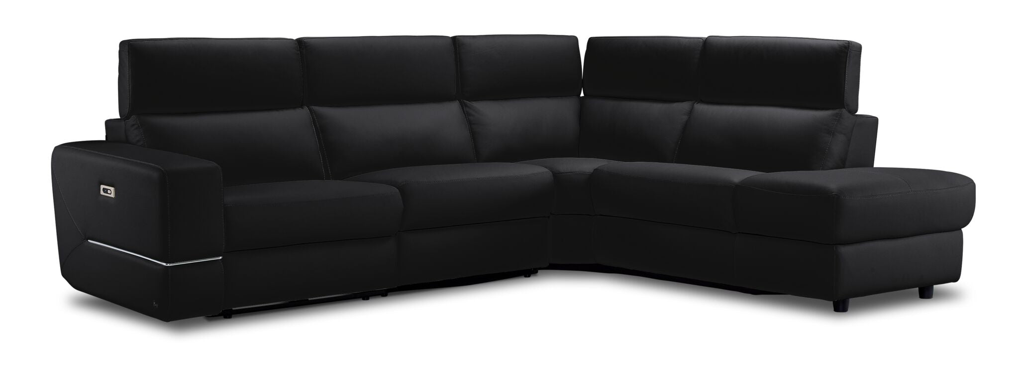 Bianca 3-Piece Power Reclining Sectional Sofa with Right Facing Chaise in Dark Gray - Modern Living Room Furniture for Home Theater & Family Gatherings