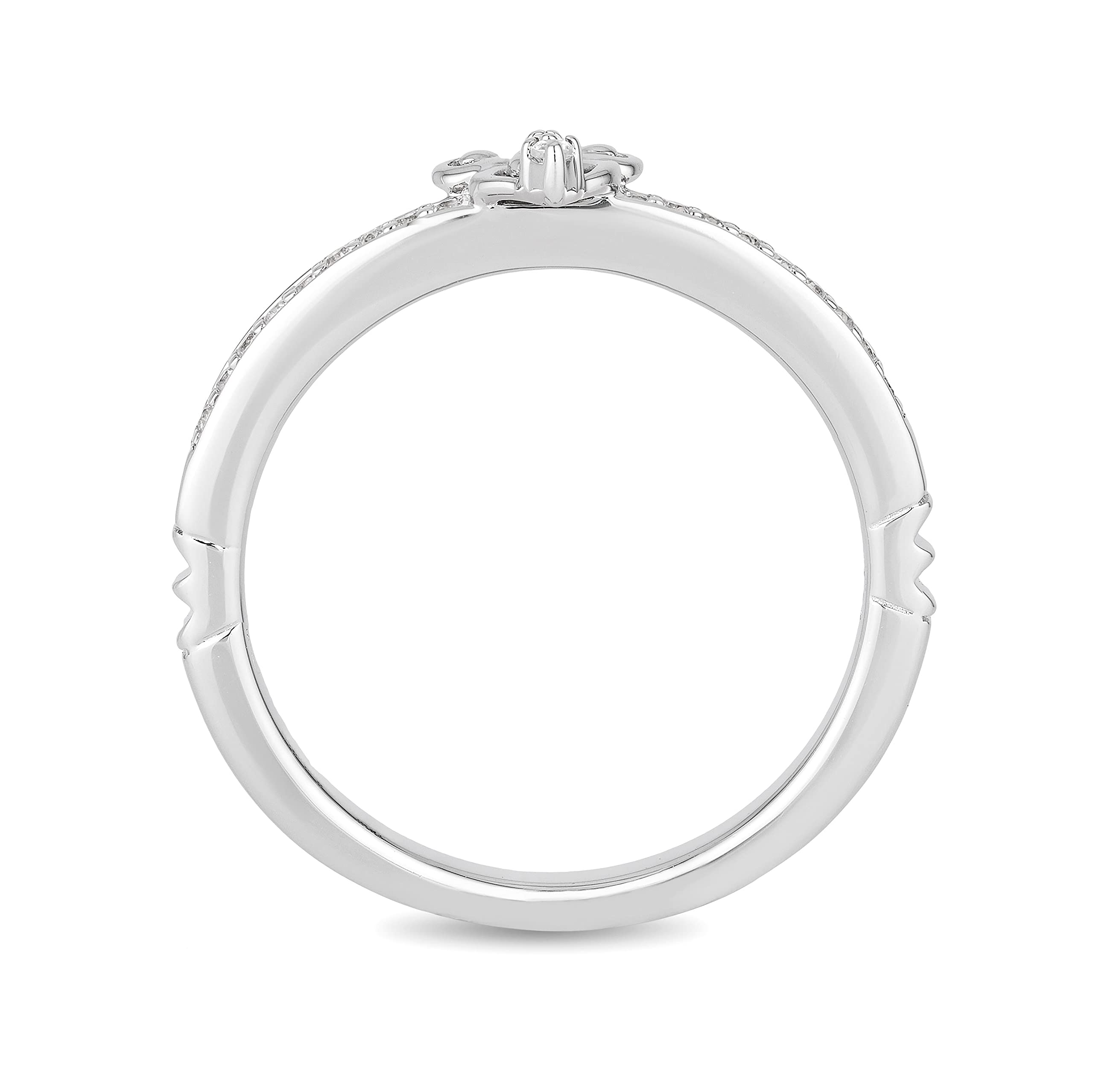 Jewelili Enchanted Disney Princess Cinderella Sterling Silver Ring with 1/10 CTTW Diamonds - Elegant Jewelry Gift for Women, Perfect for Weddings, Anniversaries & Special Occasions