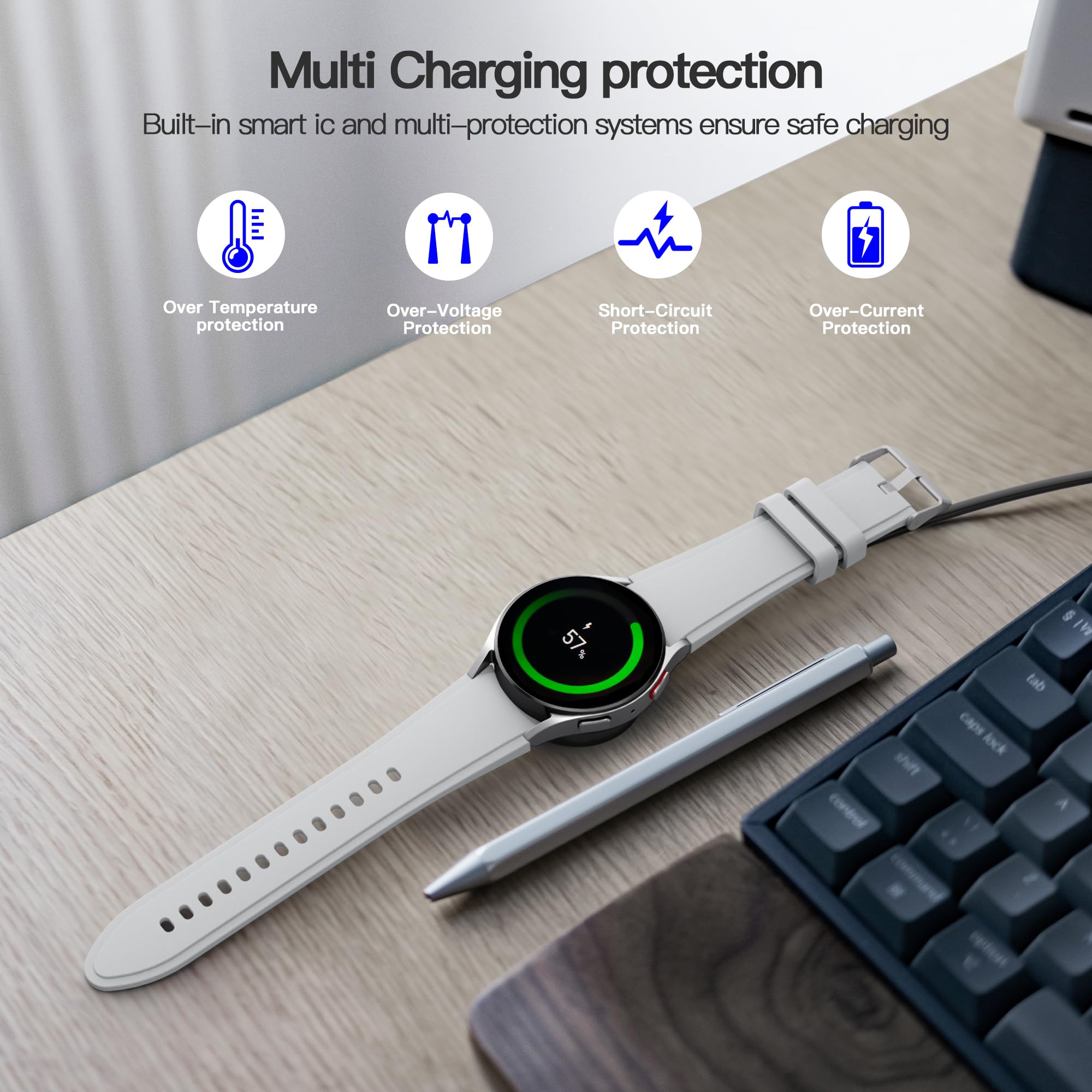 Samsung Galaxy Watch Charger - USB C Wireless Charging Dock (1-Pack) | Fast Charging Cable Compatible with Galaxy Watch 4/5/6, Active 2, Gear S3 | Perfect for Travel, Office & Nightstand Charging
