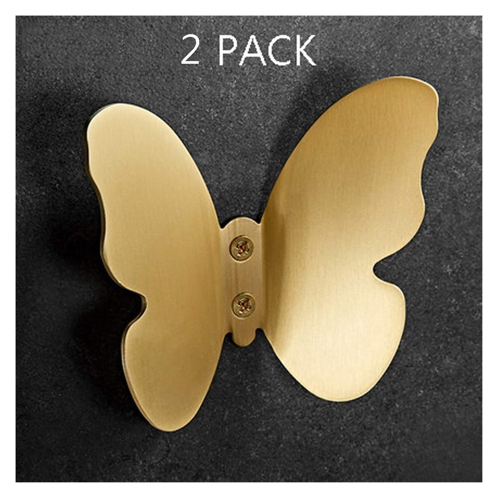 Stylish All-Copper Wall Mount Coat Hooks - 2 Pack Brass Butterfly Hooks for Bedroom, Bathroom & Porch | Durable & Elegant Coat Rack Solution for Home Organization | Perfect for Hanging Coats, Hats, Bags & Towels