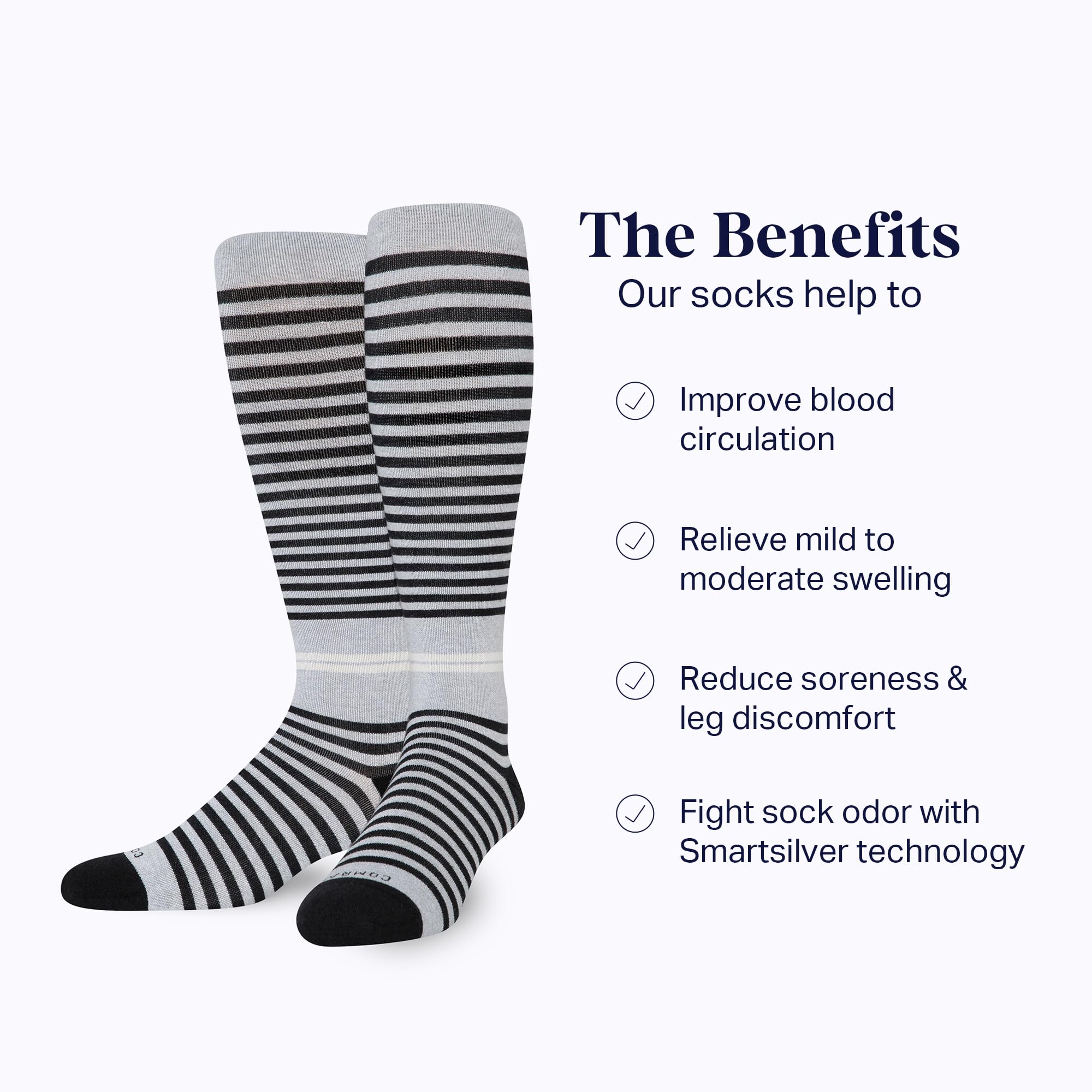 Comrad CloudCotton Knee High Compression Socks 15-20mmHg - Breathable Combed Cotton Support Socks for Men & Women - Perfect for Running, Travel & Circulation Support