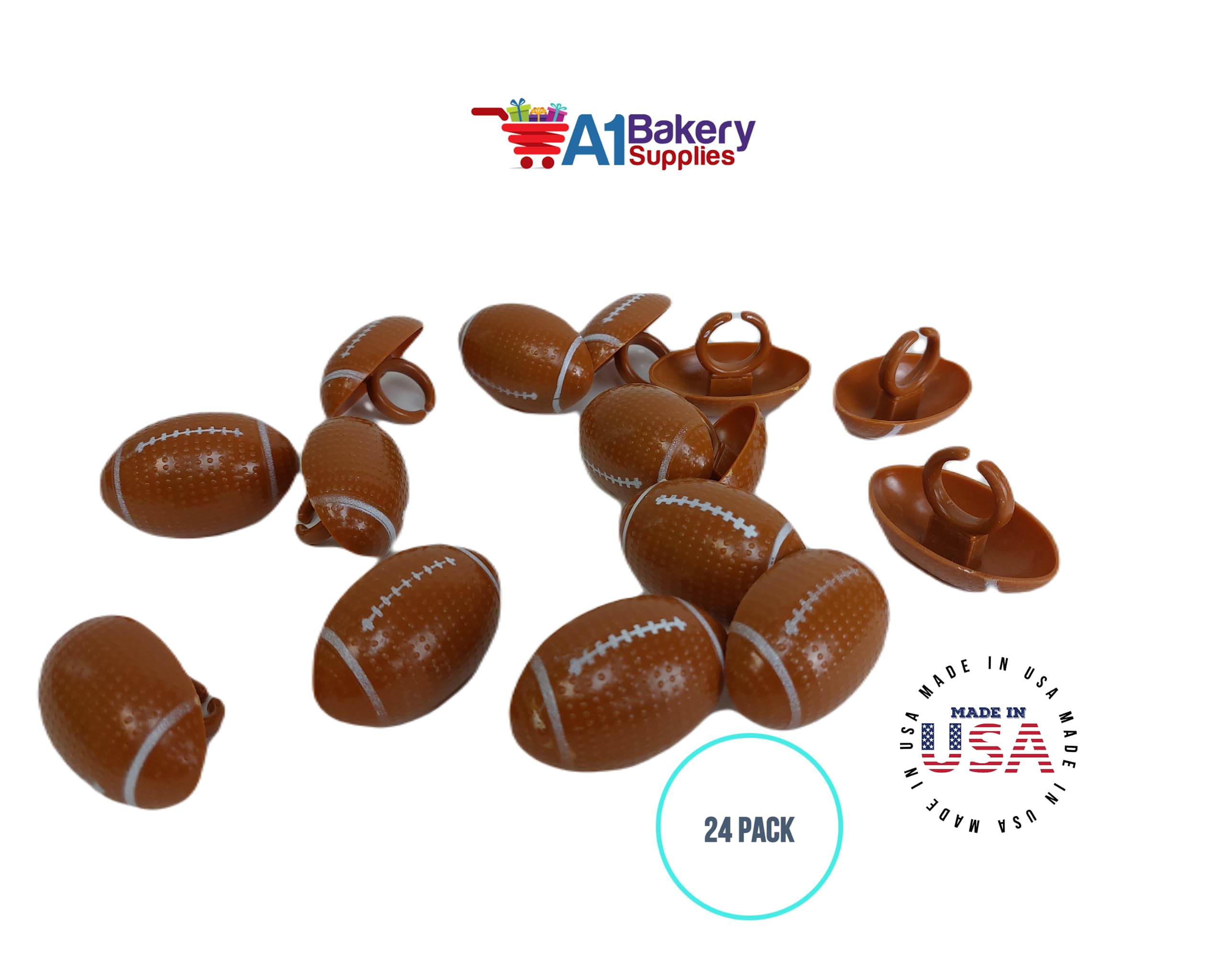 24-Pack Football Cupcake Rings for Baking & Decorating - Perfect for Birthday Parties, Sports Events & Game Day Treats by A1 Bakery Supplies