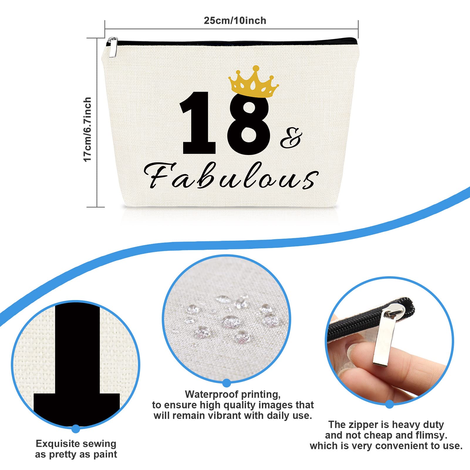 18th Birthday Gifts for Women - Personalized Makeup Bag & Cosmetic Pouch for Sister, Daughter, Niece, Granddaughter | Cute 18 Years Old Birthday Party Gift Ideas | Perfect for Travel, College Dorm, Spa Days & Teen Girl Gift Giving Occasions (2004 Birth Year Gift)