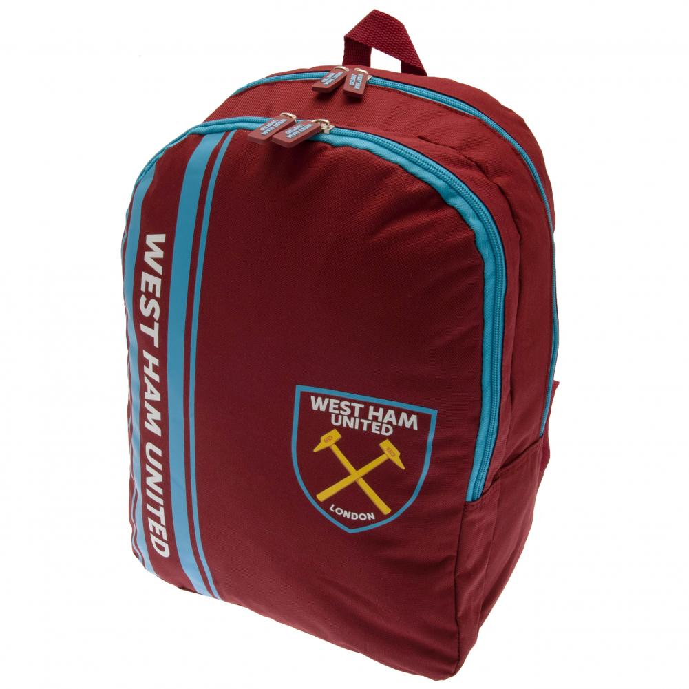 West Ham United Stripe Backpack - Stylish Soccer Fan Gear for School, Travel & Game Day | Official Team Design