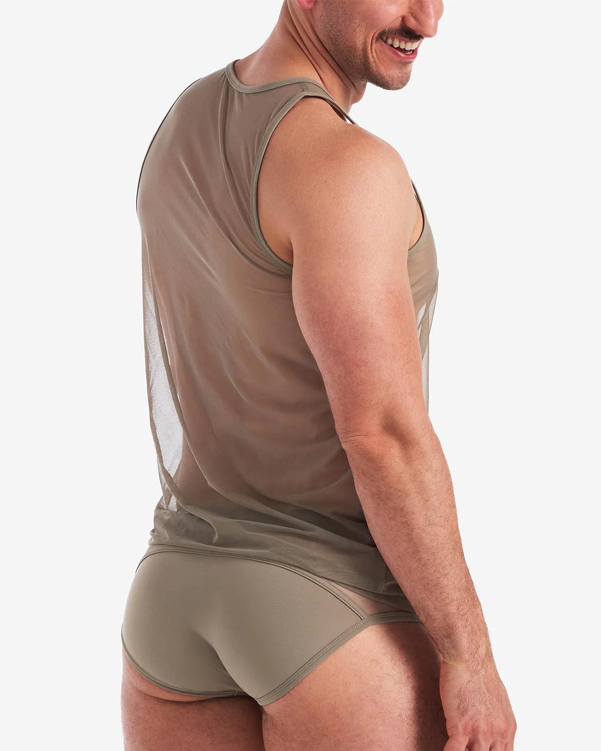 Teamm8 Score Sheer Mesh Tank Top - Army Green - Breathable & Lightweight for Workouts, Running & Yoga