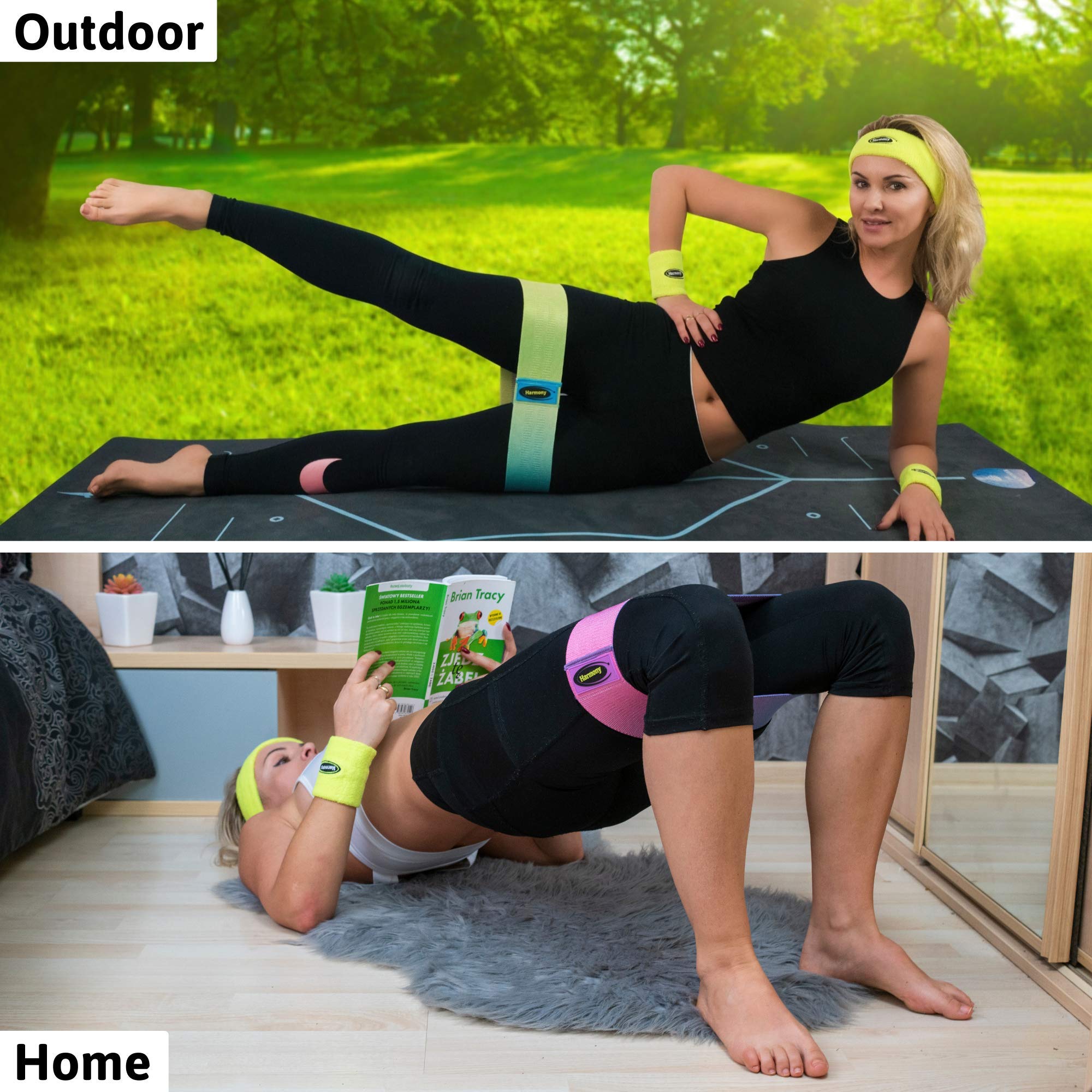 Premium Non-Slip Fabric Resistance Bands Set for Women - 3 Levels Booty Bands for Glute, Hip & Leg Workouts - Includes Sweat Headband, Wristband & Storage Backpack (7-Piece Set) - Perfect for Home Gym, Yoga, Pilates & Fitness Training