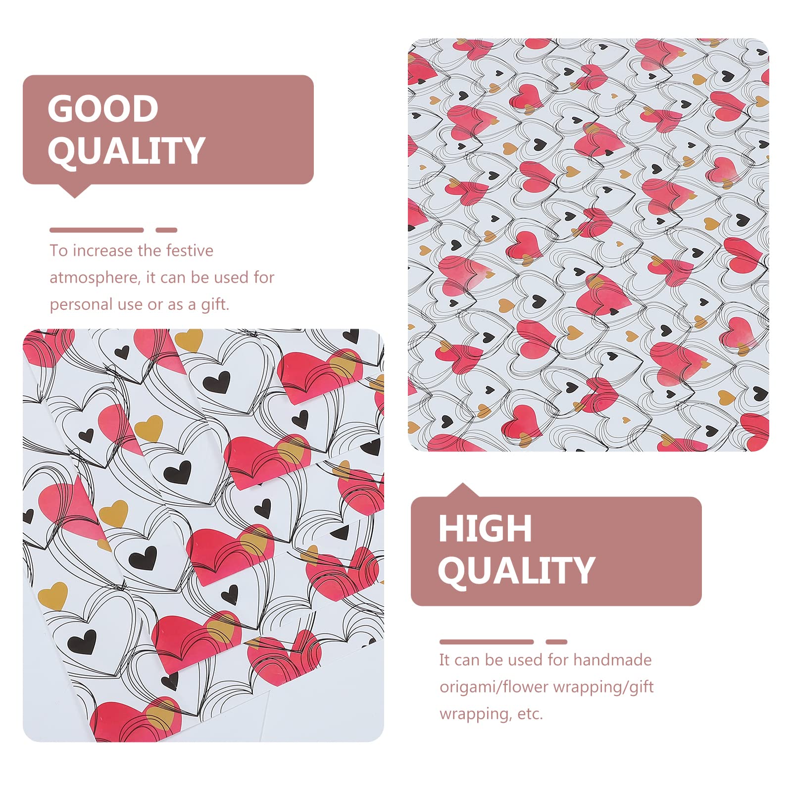 ABOOFAN 10 Sheets Valentine's Day Wrapping Paper - Pink Heart Design Double Sided Gift Wrap for Christmas Stockings, DIY Bouquets, Baby Shower Decorations & Party Favors | Perfect for Holiday Gifts, Wedding Favors and Birthday Presents