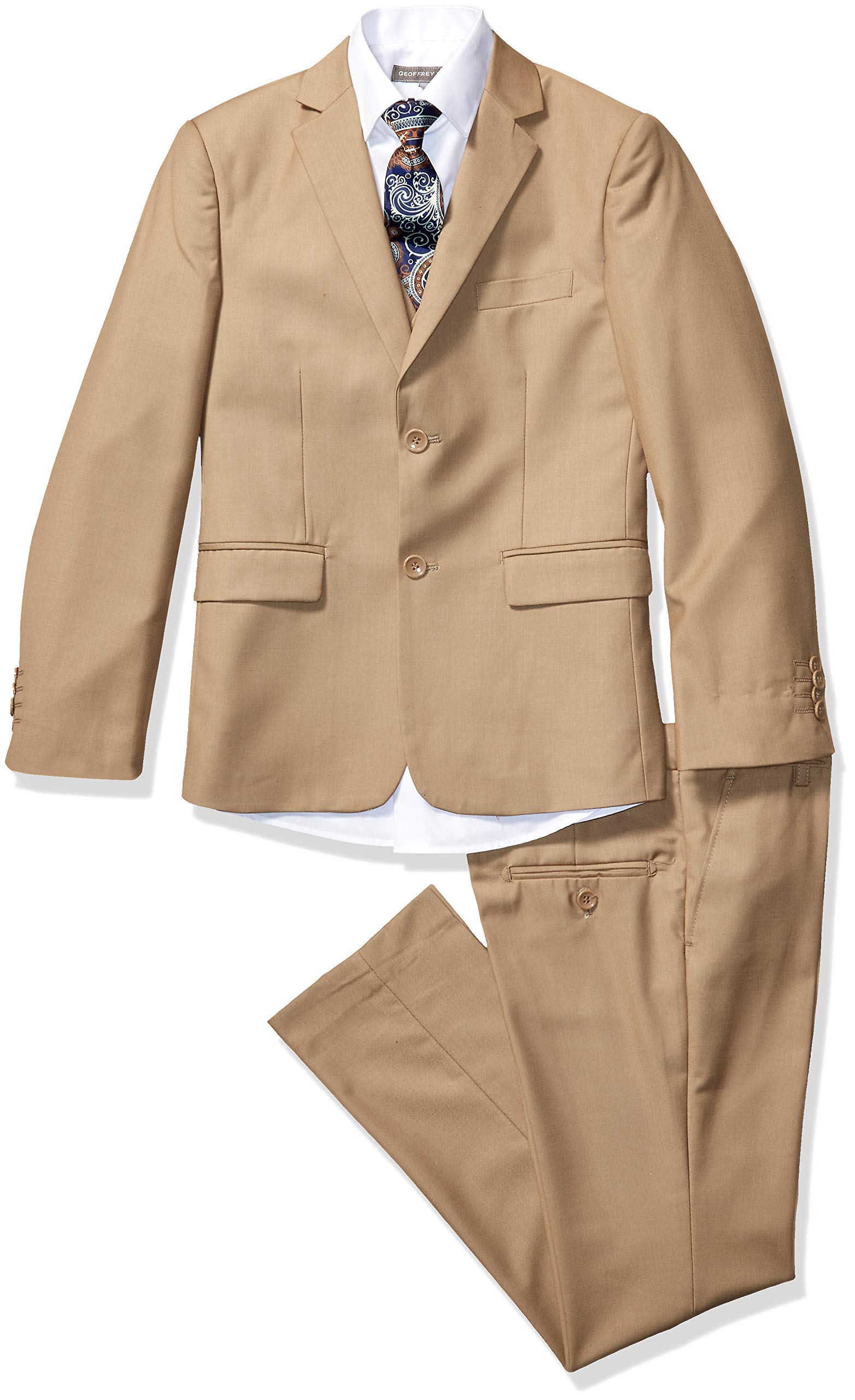 Geoffrey Beene Boys Modern Fit 5-Piece Suit Set with Jacket, Vest, Trousers, Shirt & Tie | Notch Lapel Formal Wear for Weddings, School Events & Special Occasions