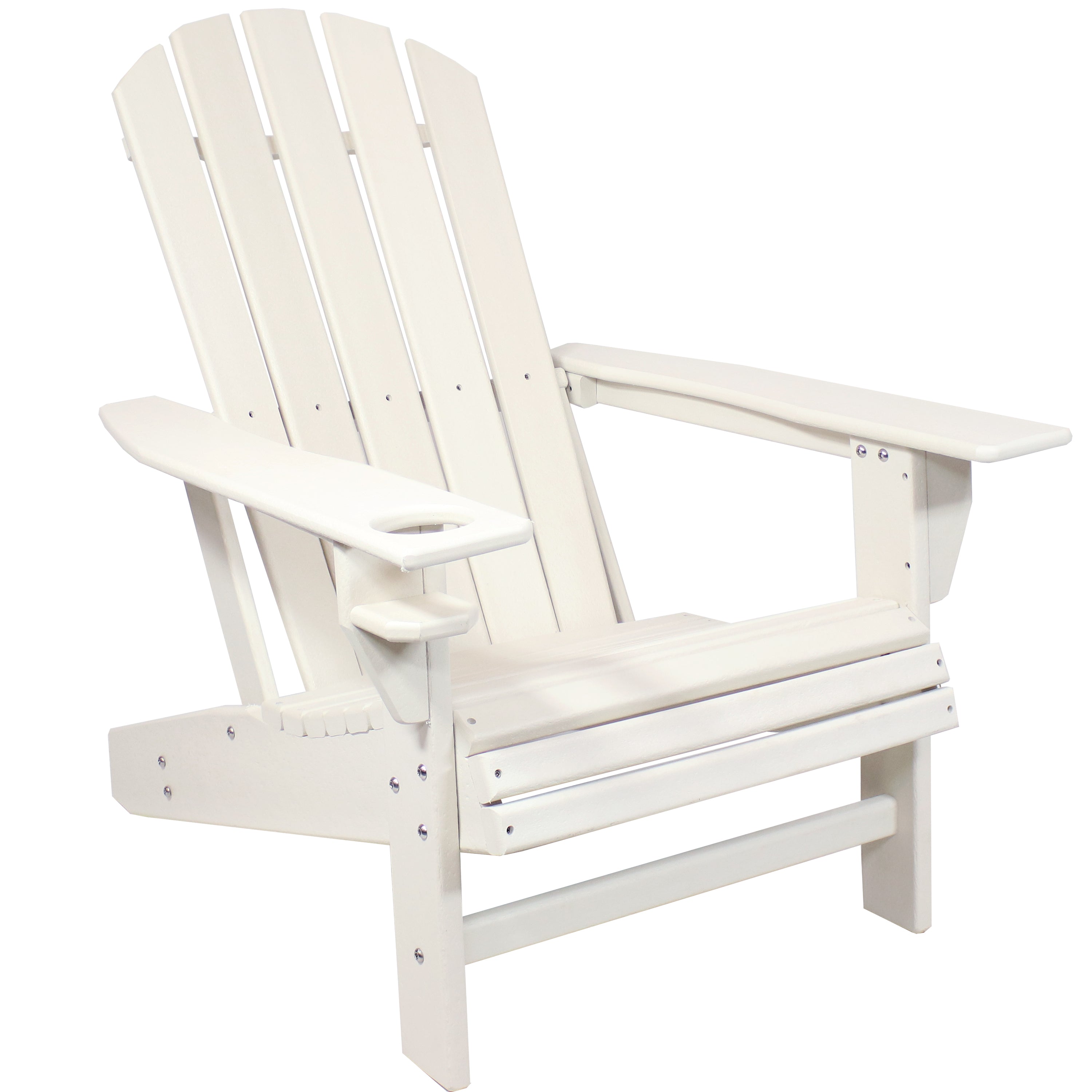 Durable All-Weather Lake Style Adirondack Chair with Cup Holder - Perfect for Outdoor Patio, Garden, Beach & Poolside Relaxation
