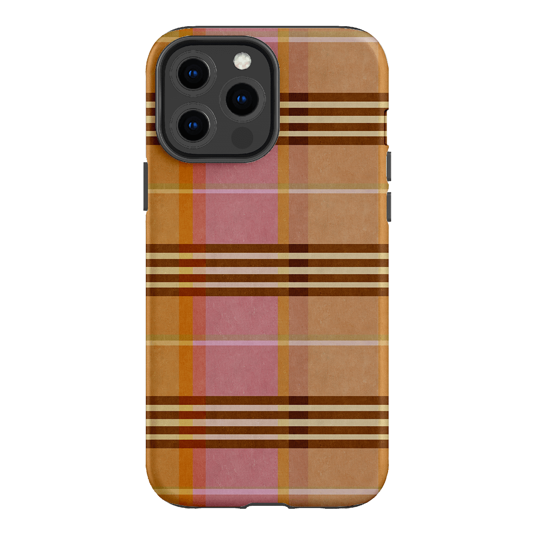 Peachy Plaid Phone Case for iPhone 15/14/13/12/11 Pro Max - Cute Tartan Pattern Protective Cover with Shockproof Design - Perfect for Everyday Use, Travel & Fashion Accessories