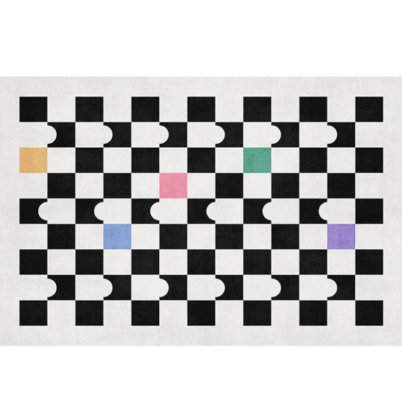 Jazlyn Modern Checked Plush Velvet Area Rug for Living Room - Soft & Stylish Home Decor for Cozy Spaces