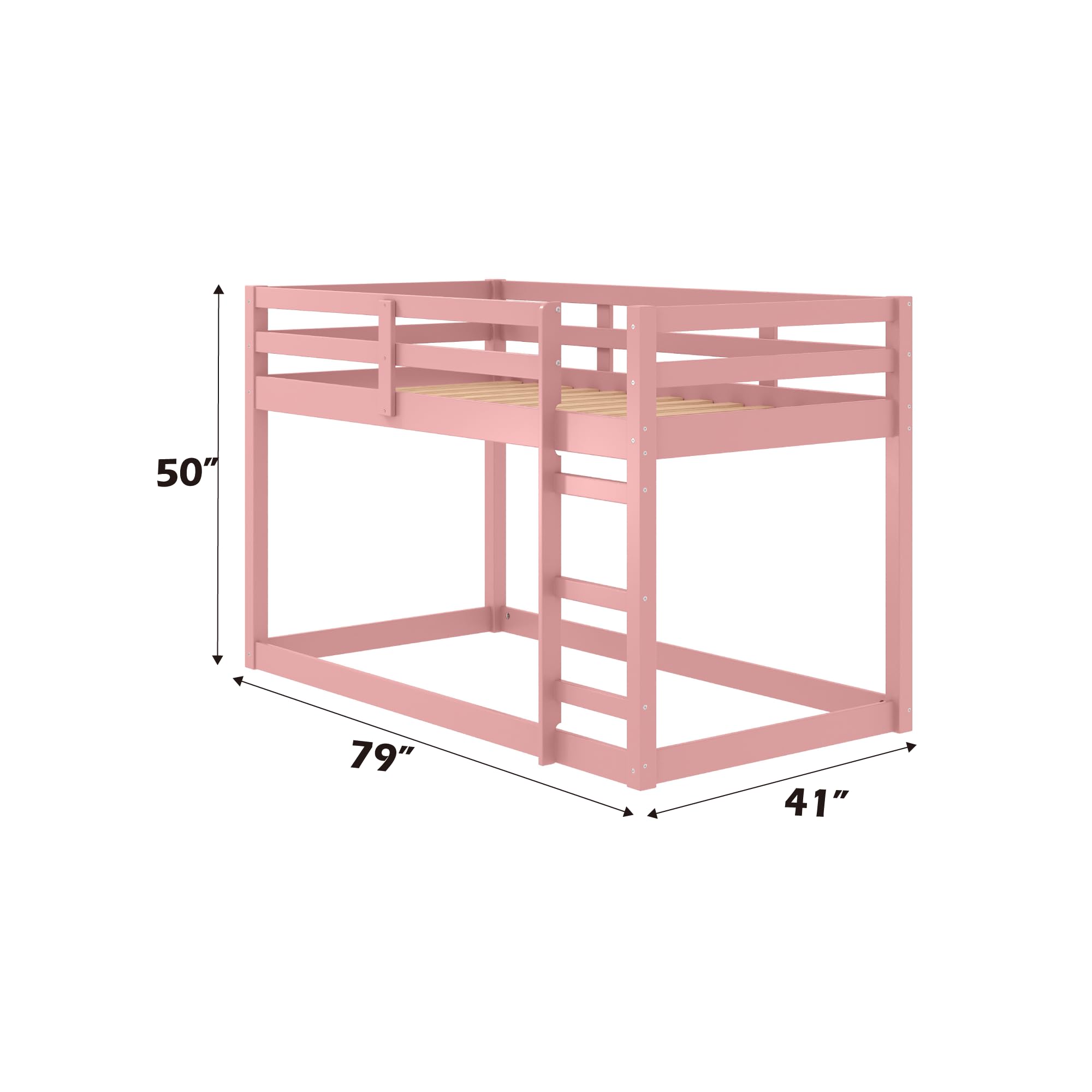 Acme Gaston II Twin Loft Bed with Pink Finish - Space-Saving Kids Bedroom Furniture for Small Rooms, Dorms & Apartments