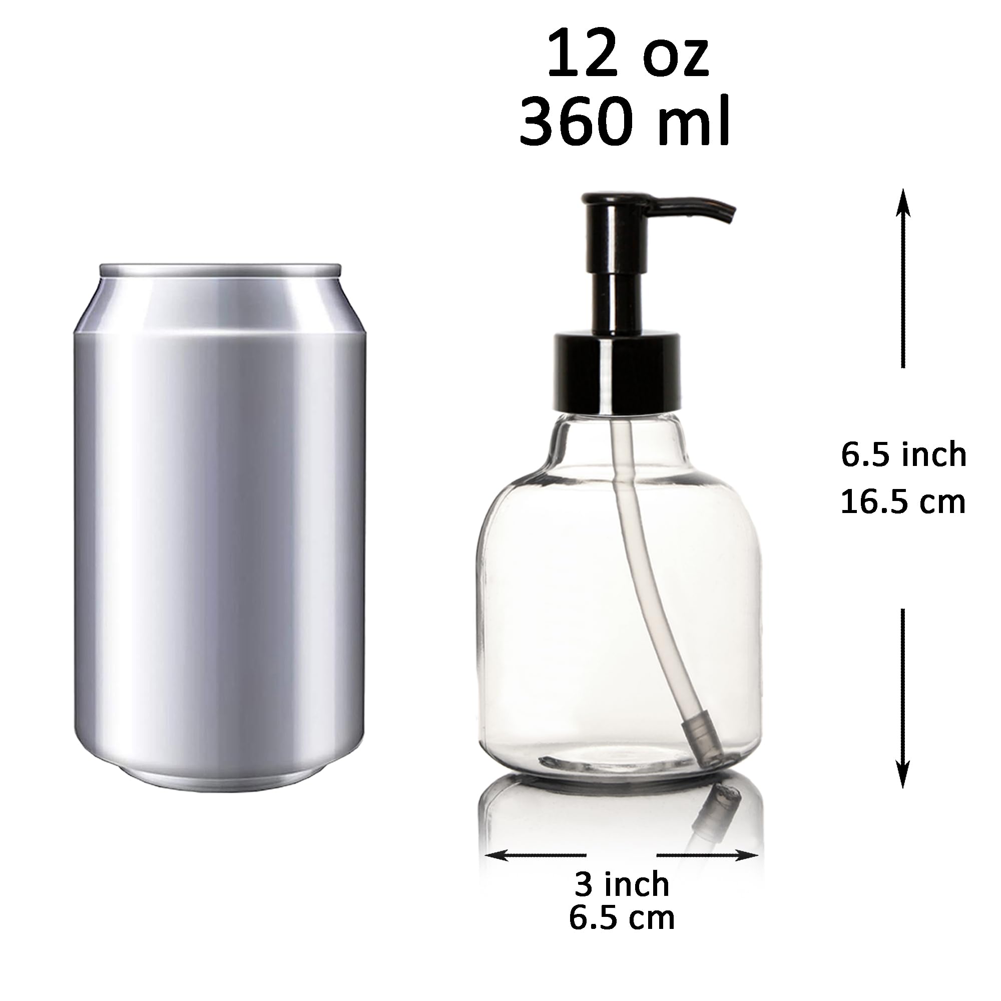 Youngever 6 Pack 12oz Clear Plastic Pump Bottles with Travel Lock - Refillable Cosmetic & Travel Containers for Lotion, Shampoo, Soap Dispenser - Perfect for Home, Gym, Travel & Salon Use