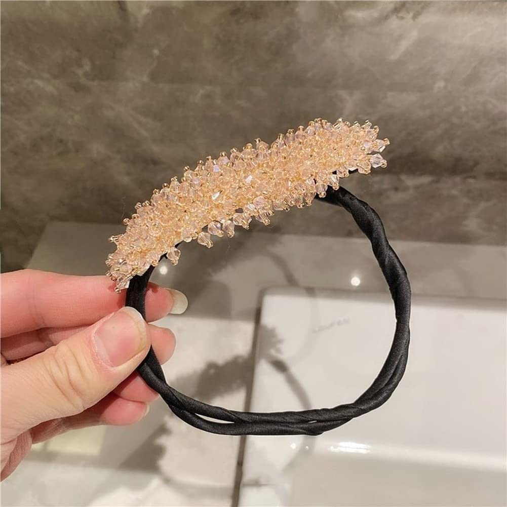 2 PCS Rhinestone Bun Makers - Crystal Hair Styling Tools for Easy DIY Hairstyles, Pink & Blue Hair Accessories | Perfect for Parties, Weddings & Special Occasions