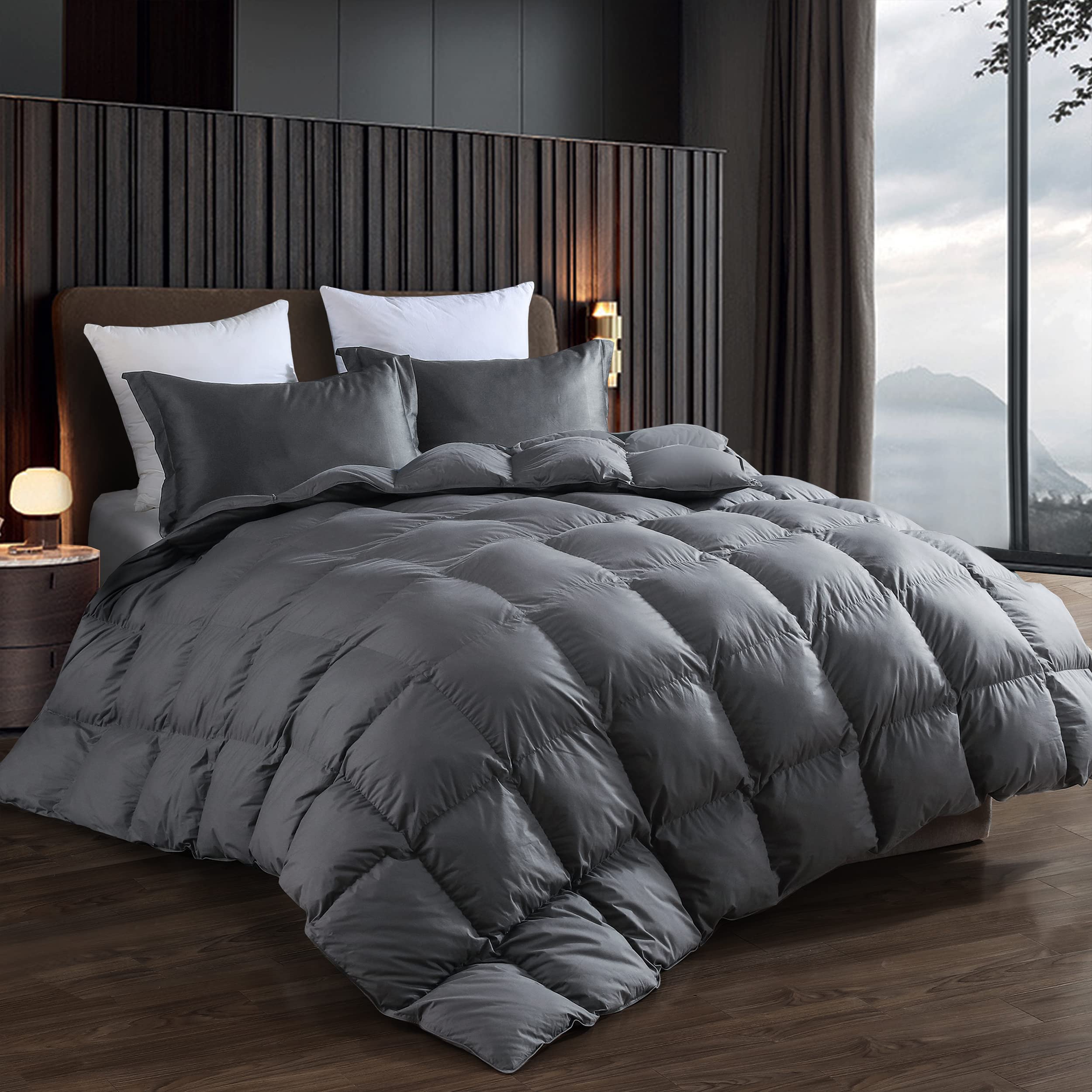 Luxury California King Goose Down Comforter 108x98 - All Season 750 Fill Power White Feather Duvet Insert with 100% Down-Proof Cotton-Poly Cover | Breathable & Hypoallergenic | Perfect for Master Bedrooms, Guest Rooms & Luxury Hotels