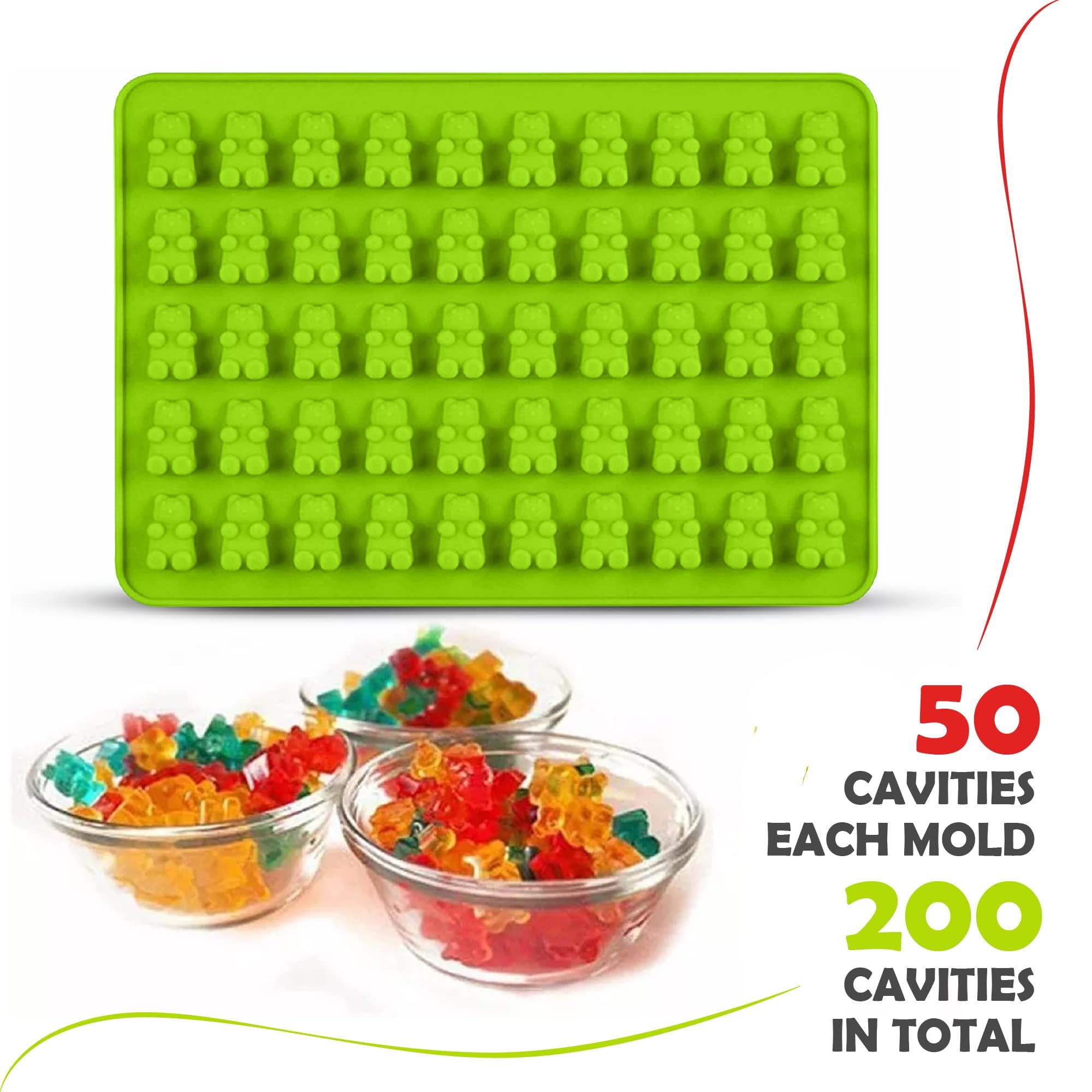Set of 4 Non-Stick Silicone Gummy Bear Molds with Dropper - DIY Candy Making Kit for Homemade Gummy Bears, Jelly Candies & Desserts - Perfect for Birthday Parties, Baking Decorations & Kids' Snacks