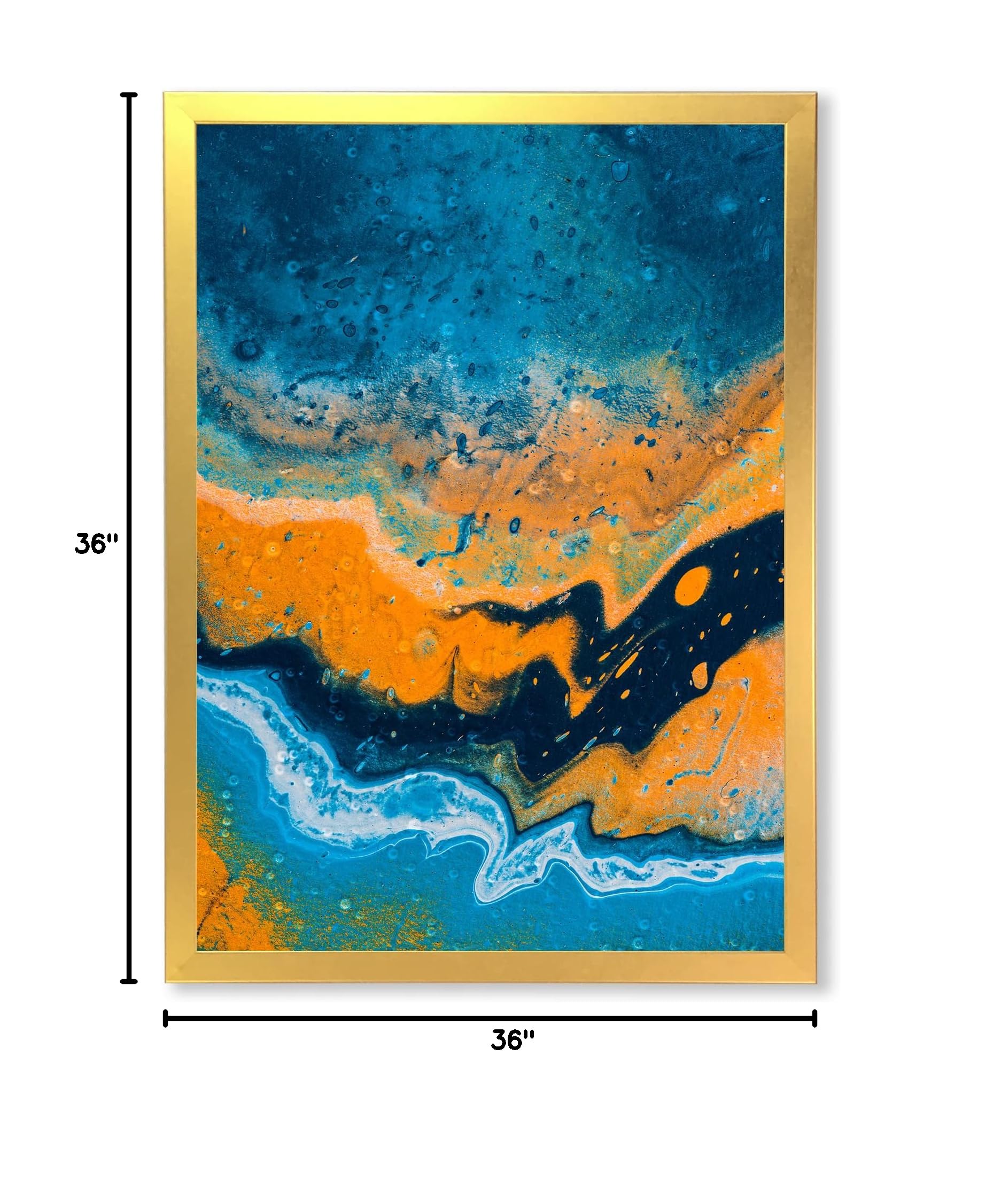 Abstract Marble Composition Blue & Orange IV - Modern Framed Wall Art for Living Room, Bedroom & Office Decor | Premium Canvas Painting Home Décor