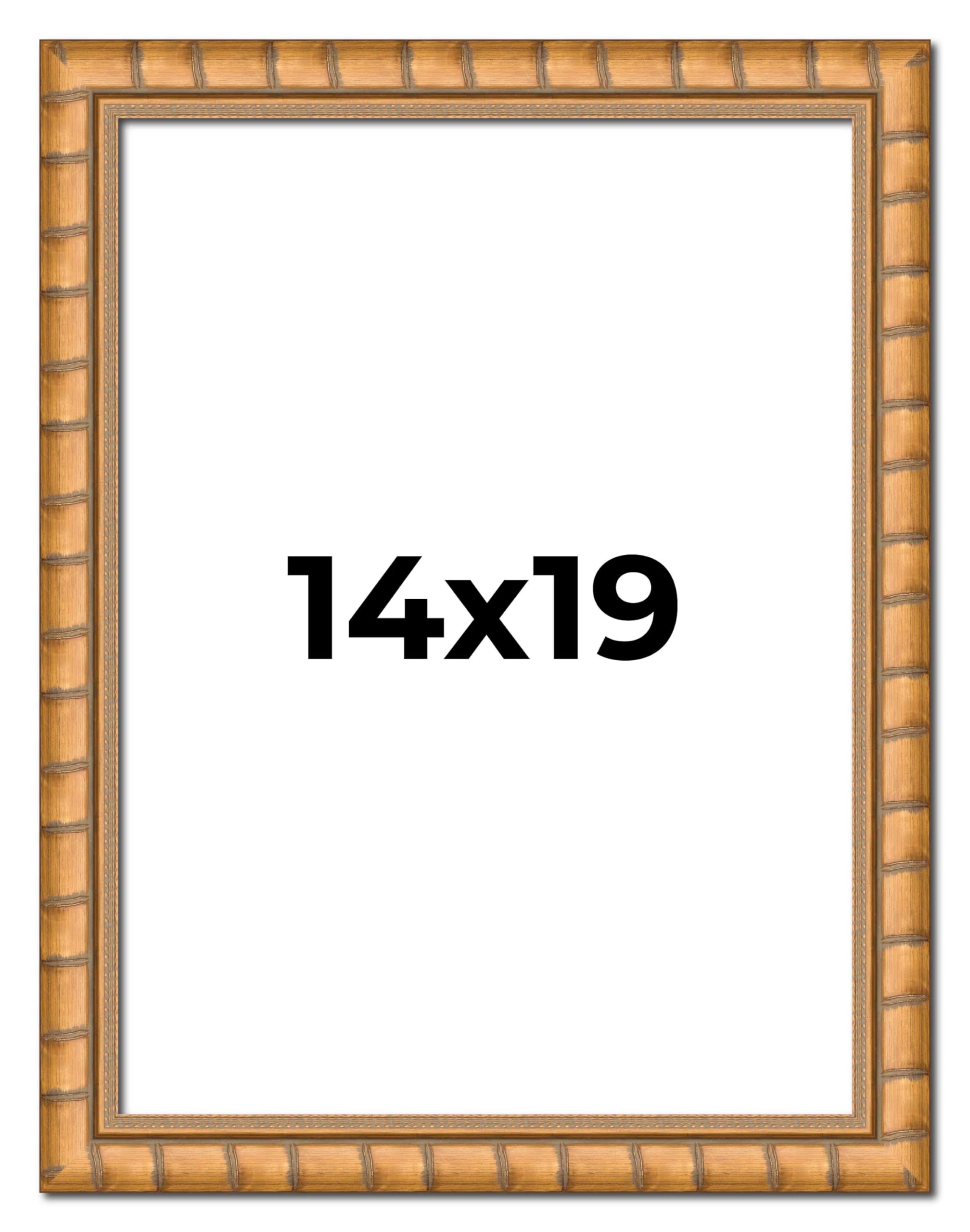 14x19 Inch Real Wood Gold Picture Frame - 1.5