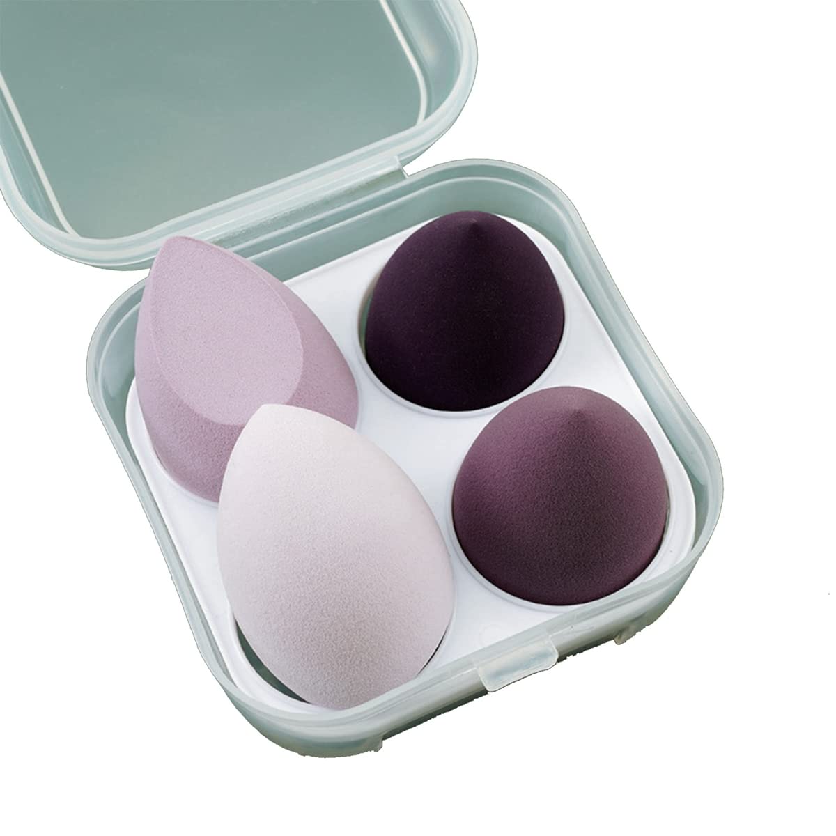 Premium 4-Piece Makeup Sponge Set - Soft Beauty Blender for Dry & Wet Application, Easy Clean Foundation Sponge with Storage Box (4 Colors) - Perfect for Flawless Makeup, Contouring & Blending