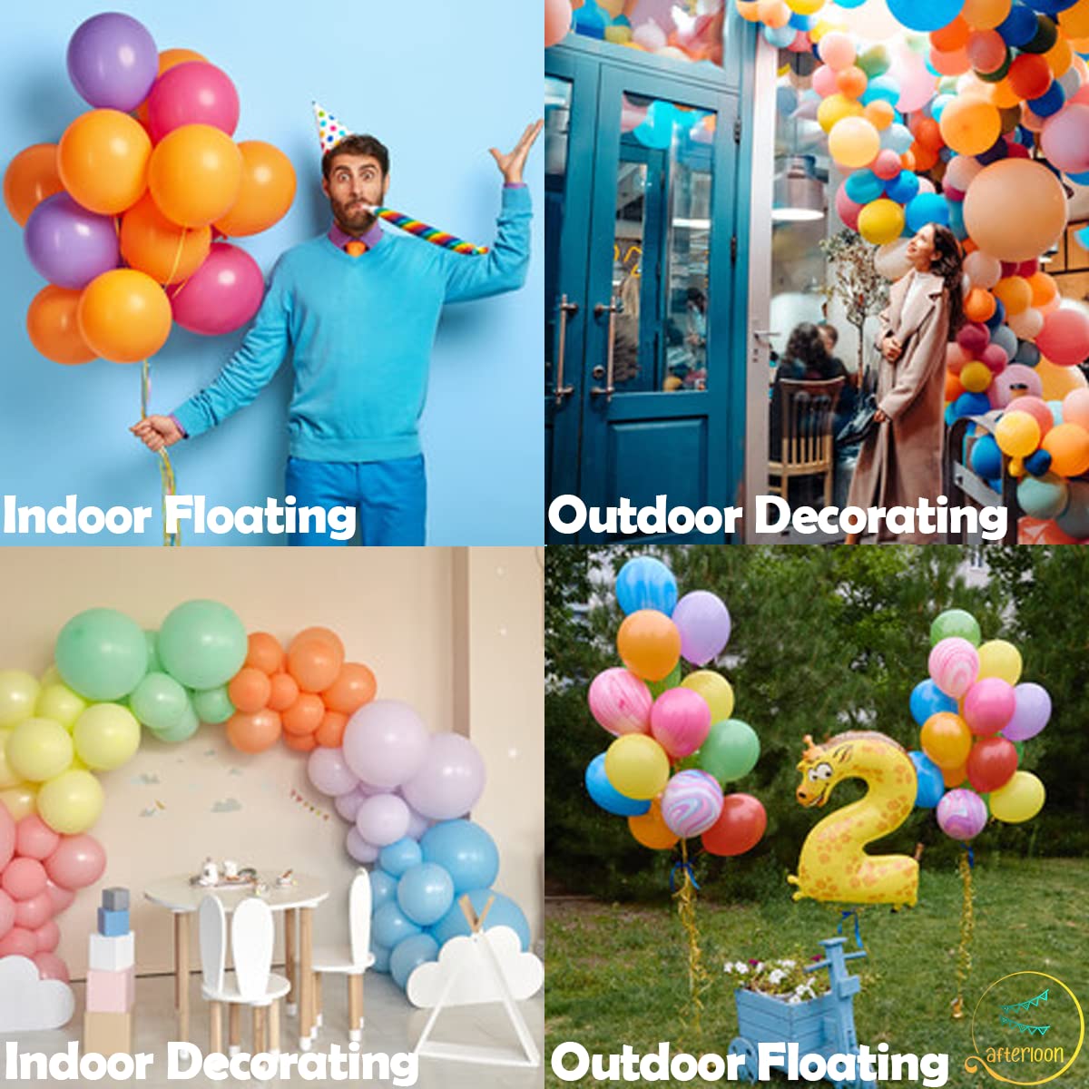 AFTERLOON® 72 Pack Biodegradable 12 Inch Pearlized Lavender Latex Balloons - Extra Strong & Thickened for Helium - Perfect for Baby Showers, Gender Reveals, Weddings, Birthday Parties & Garland Decorations