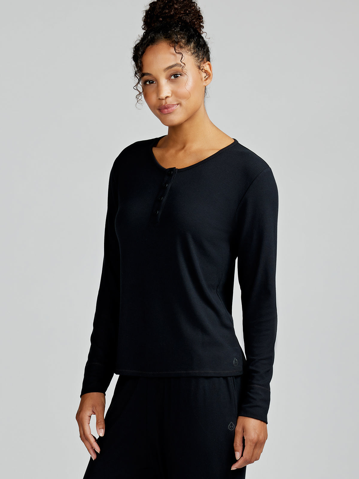 MicroLuxe Rib Sleep Long Sleeve Henley Shirt for Women - Soft Comfortable Nightwear & Loungewear - Perfect for Sleeping, Relaxing at Home, and Cozy Evenings