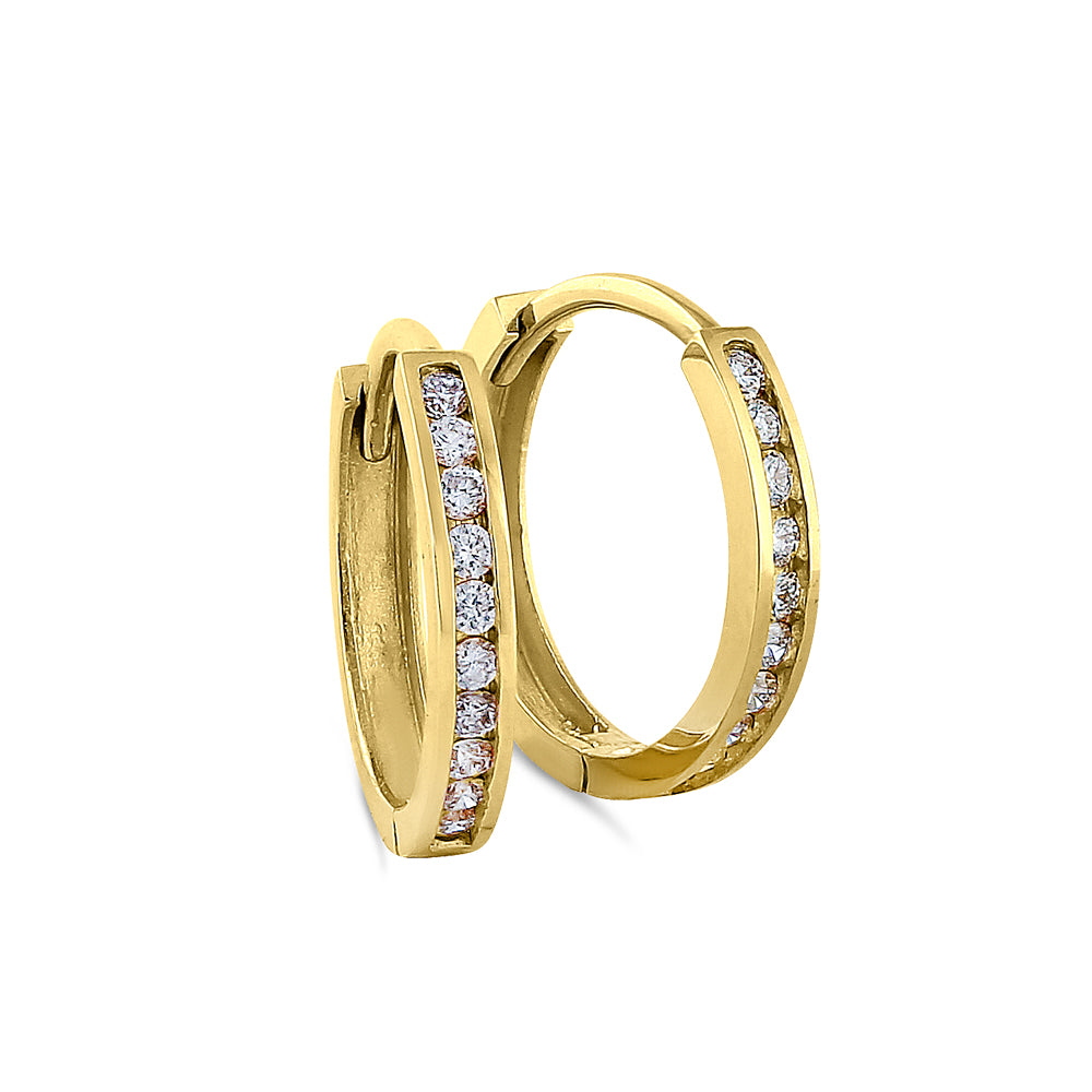 14K Yellow Gold Diamond Hoop Earrings for Women - 0.24 ct Round Cut Stud Earrings for Everyday Wear, Gift & Special Occasions