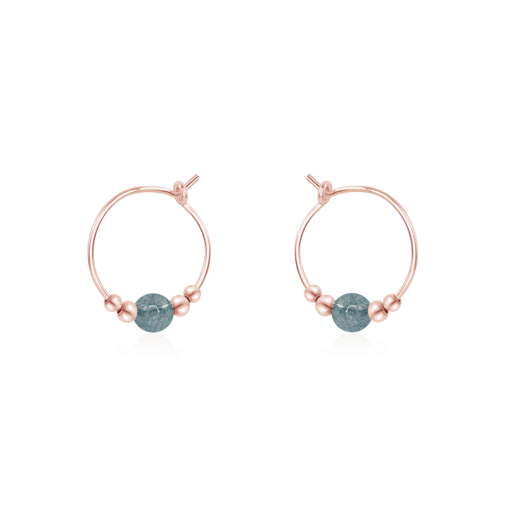 Labradorite Gemstone Hoop Earrings - Dainty Beaded Earrings for Women, Handmade Sterling Silver Jewelry | Perfect for Everyday Wear, Boho Chic Style, and Gift Giving