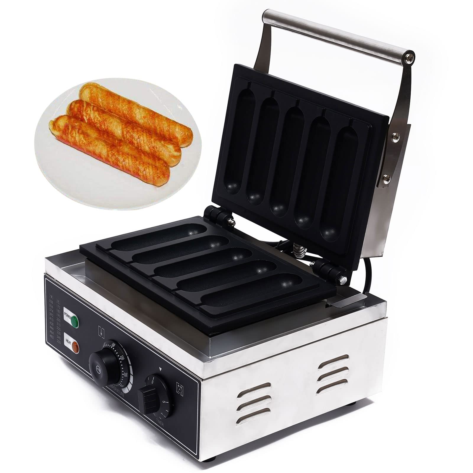 DNYSYSJ Electric Hotdog Waffle Maker Machine - Stainless Steel Corn Dog Maker with Non-Stick Coating for Crispy Waffle Sticks - Perfect for Breakfast, Snacks, Parties & Family Gatherings