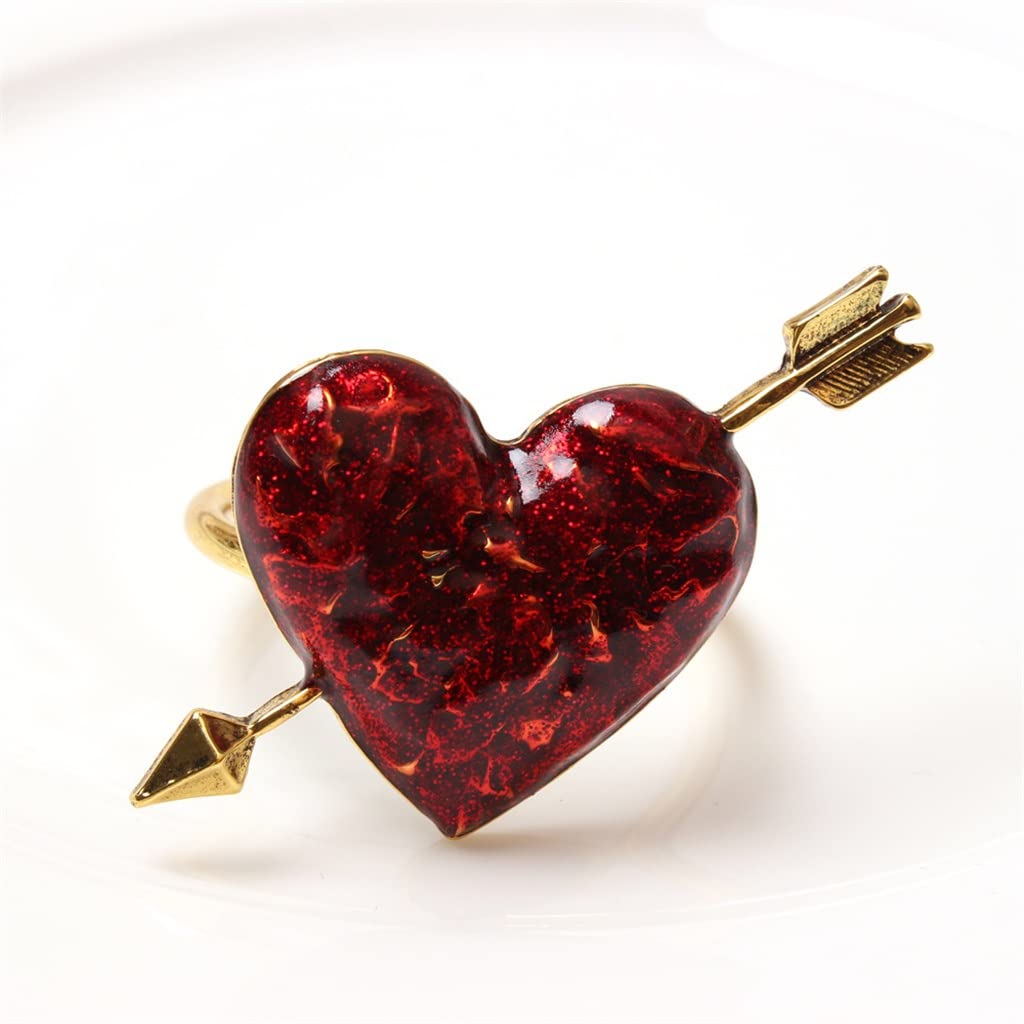 12pcs Red Cupid Heart Napkin Rings - Elegant Heart-Shaped Napkin Holders for Weddings, Valentine's Day & Romantic Dinner Decor (One Size)