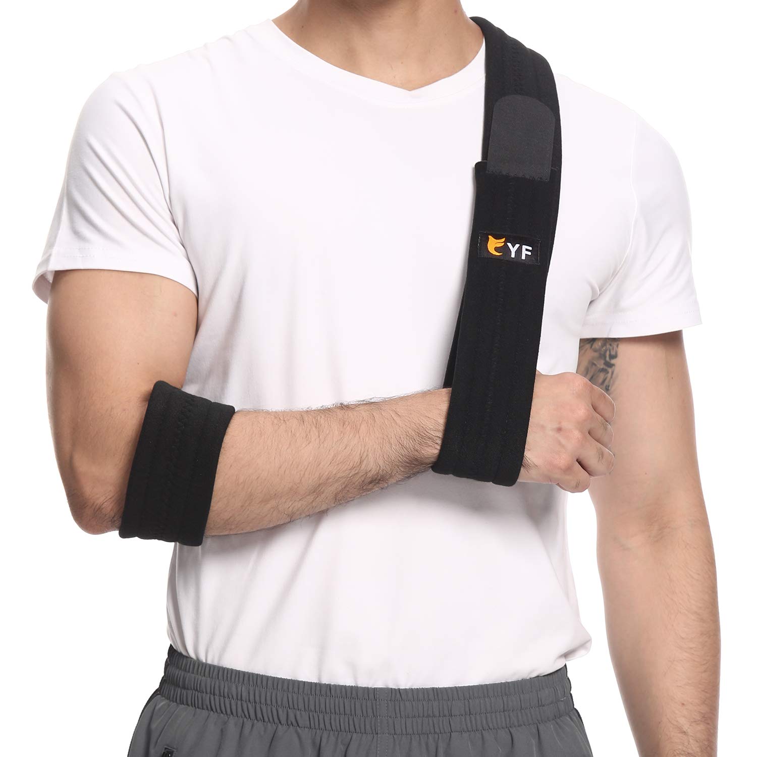 YF Arm Sling - Adjustable Shoulder Support for Rotator Cuff, Wrist & Elbow Injuries - Lightweight Comfortable Arm Immobilizer for Broken Bones & Fractures (Black) - Perfect for Sports Injuries, Post-Surgery Recovery & Daily Mobility Support