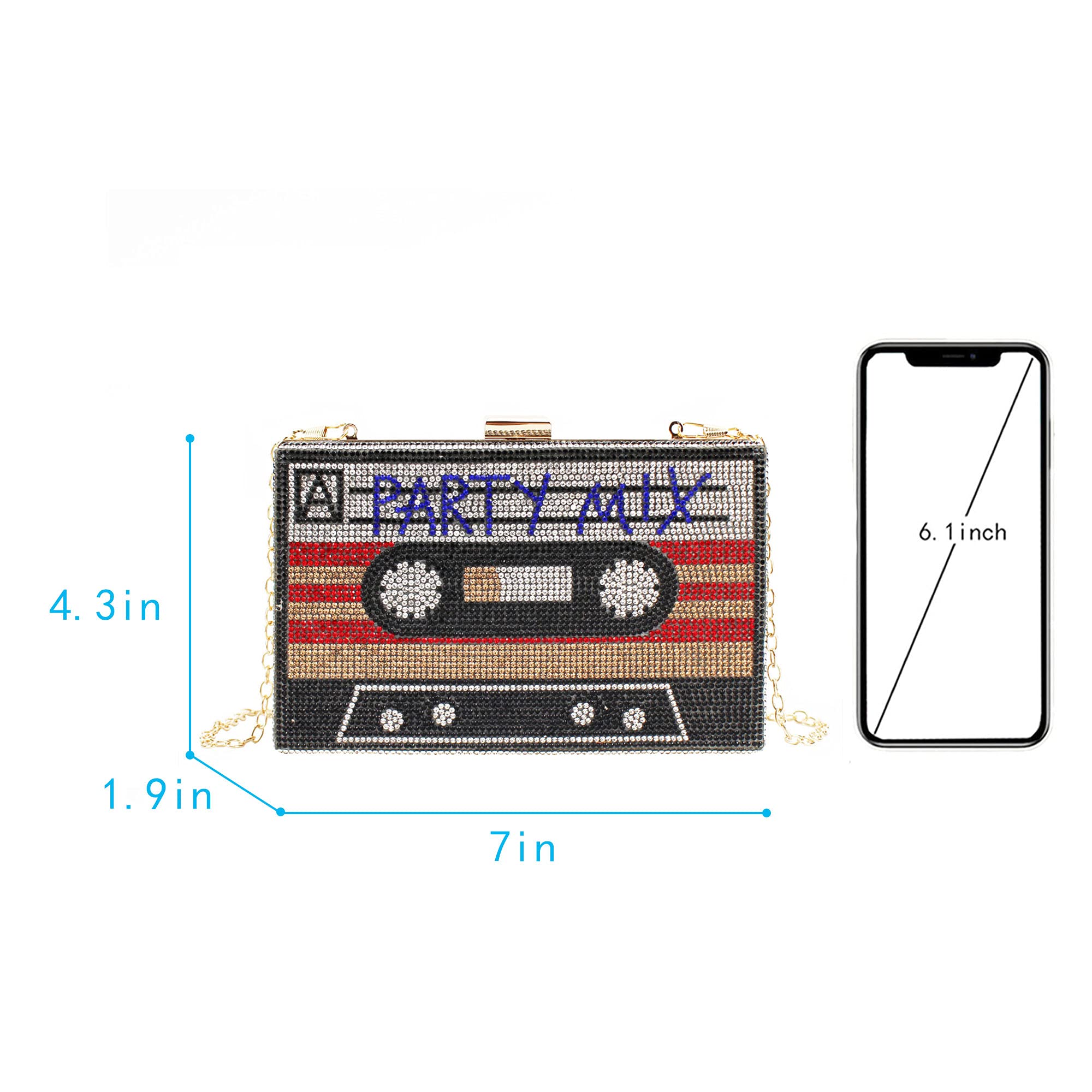 Vintage Retro Radio Shape Crossbody Bag for Women - PU Leather Metal Evening Clutch Purse - Perfect for Parties, Date Nights & 80s Theme Events