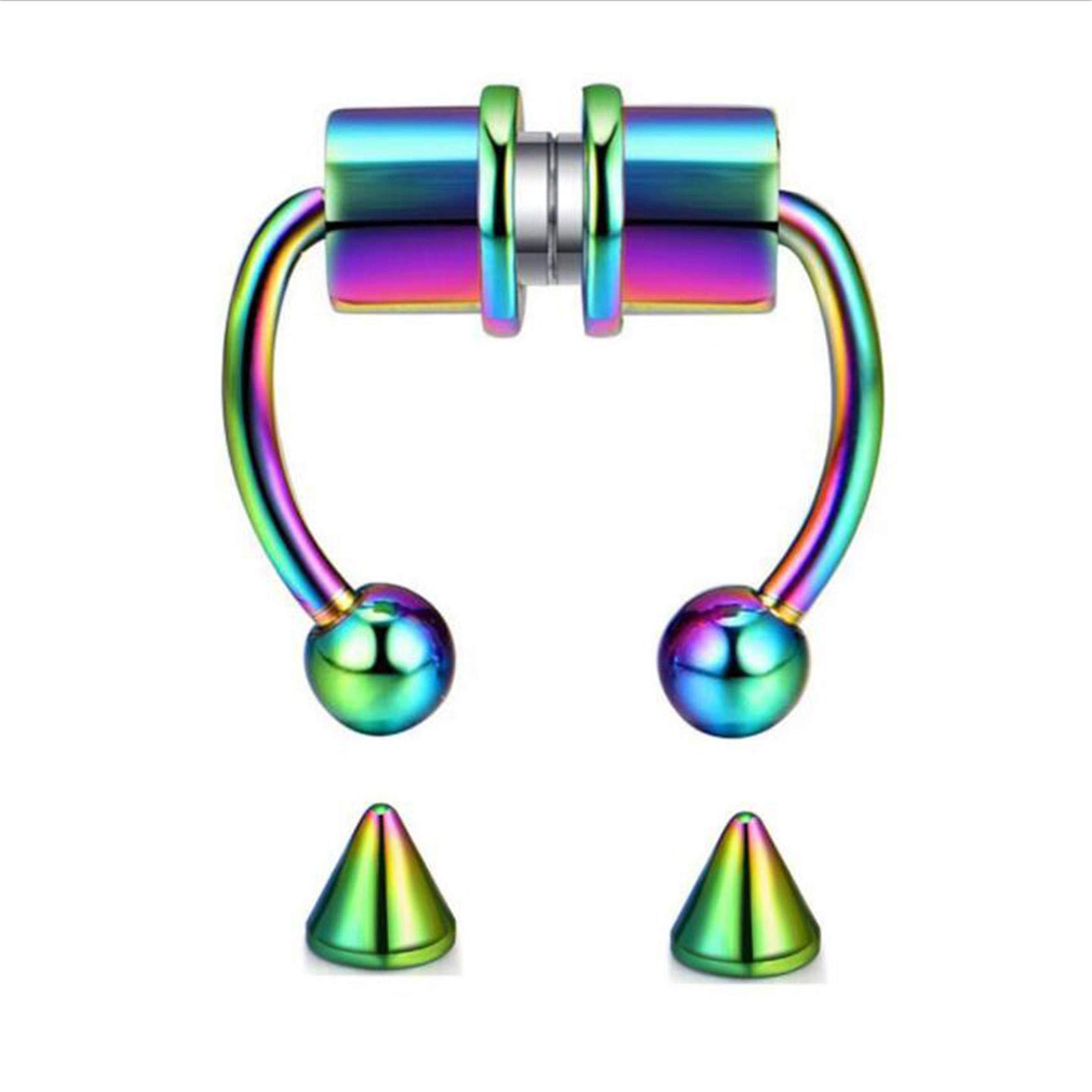 Stainless Steel Septum Nose Ring - Horseshoe Fake Nose Hoop Jewelry - Non Piercing Reusable Nose Ring for Women & Men - Colorful Fashion Accessory for Parties, Concerts & Everyday Wear