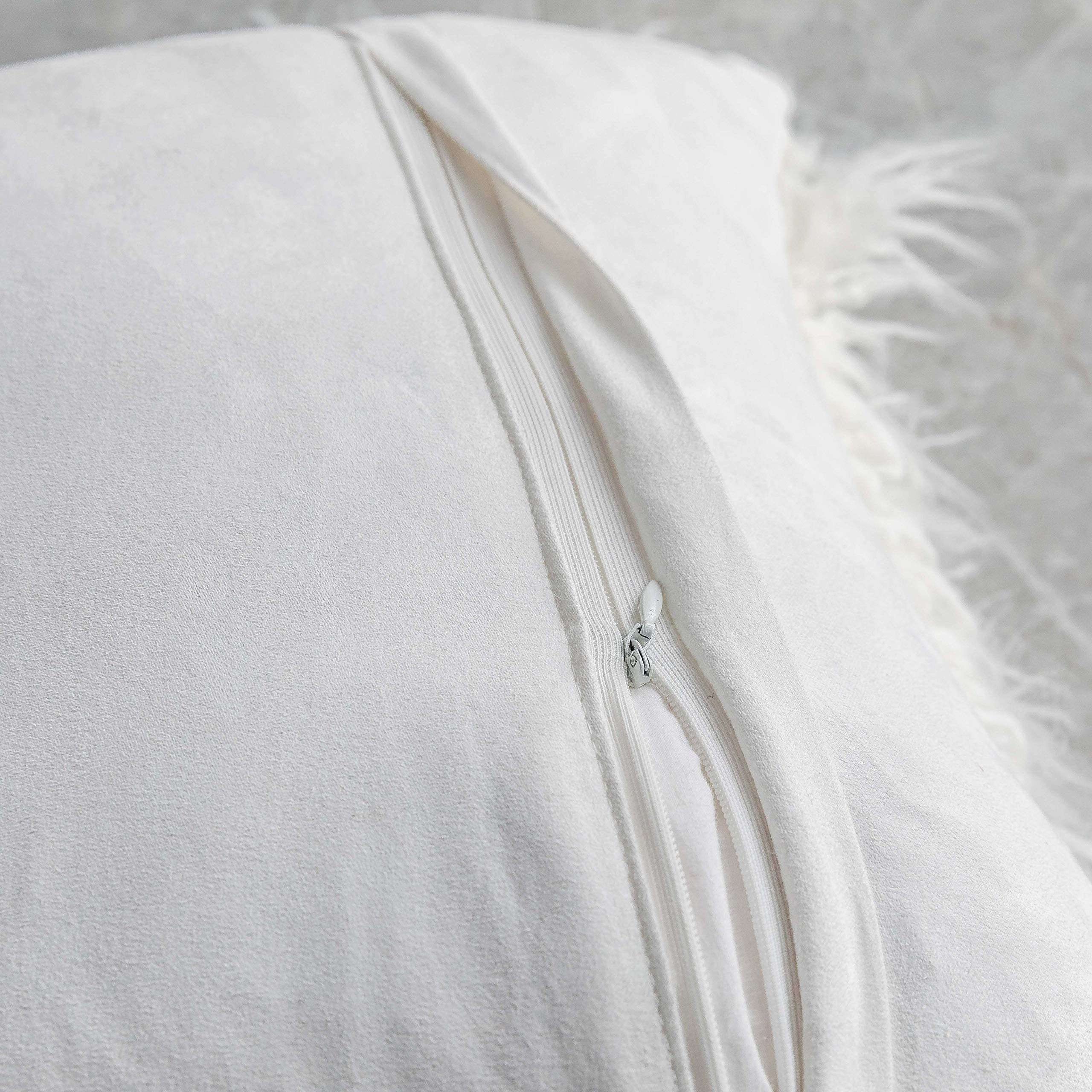 Premium Fluffy Faux Fur Pillow Covers 18x18 Inches - Soft Decorative Throw Pillows for Sofa, Couch & Bed - Set of 2 White Luxury Pillow Cases - Perfect for Living Room, Bedroom & Home Decor