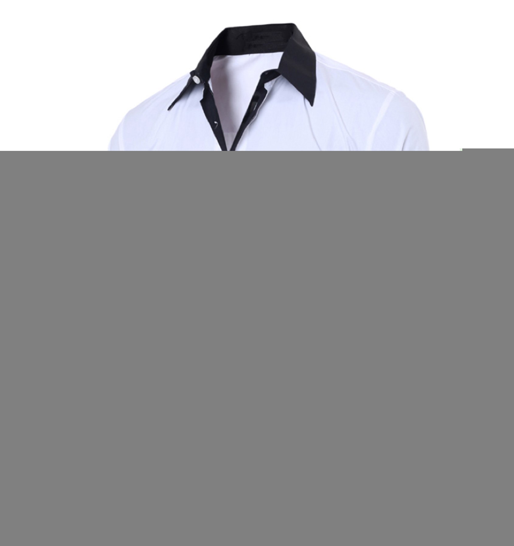Men's Slim Fit Casual Dress Shirt - Long Sleeve Contrast Color Button Down Shirt for Office, Business & Formal Occasions