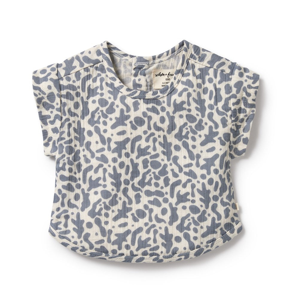 Blue Coral Organic Crinkle Tee - Soft & Stylish Women's T-Shirt for Casual Wear, Beach Outfits & Summer Fashion