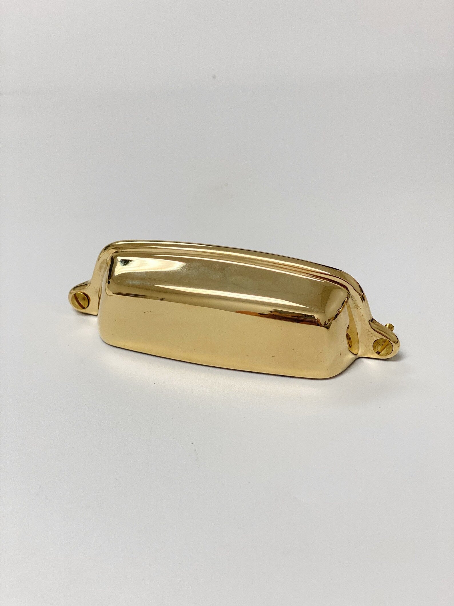 Vintage Unlacquered Brass Eloise Cabinet Cup Drawer Pull - 3