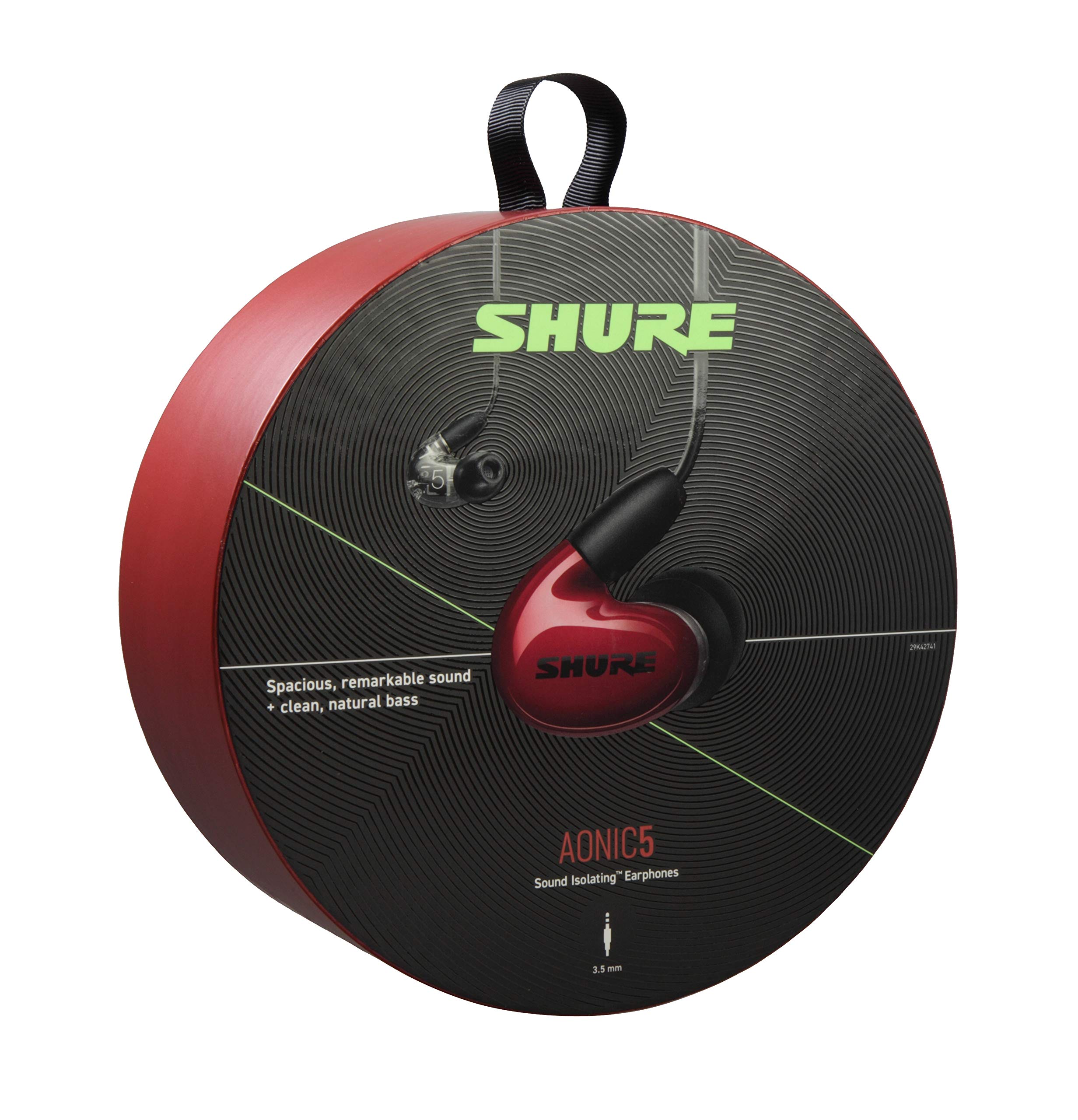 Shure AONIC 5 Wired Sound Isolating Earbuds - High Definition Audio with Natural Bass, Triple Driver Technology, Secure In-Ear Fit & Detachable Cable for Apple & Android Devices (Red) - Perfect for Music Lovers, Audiophiles & Travelers