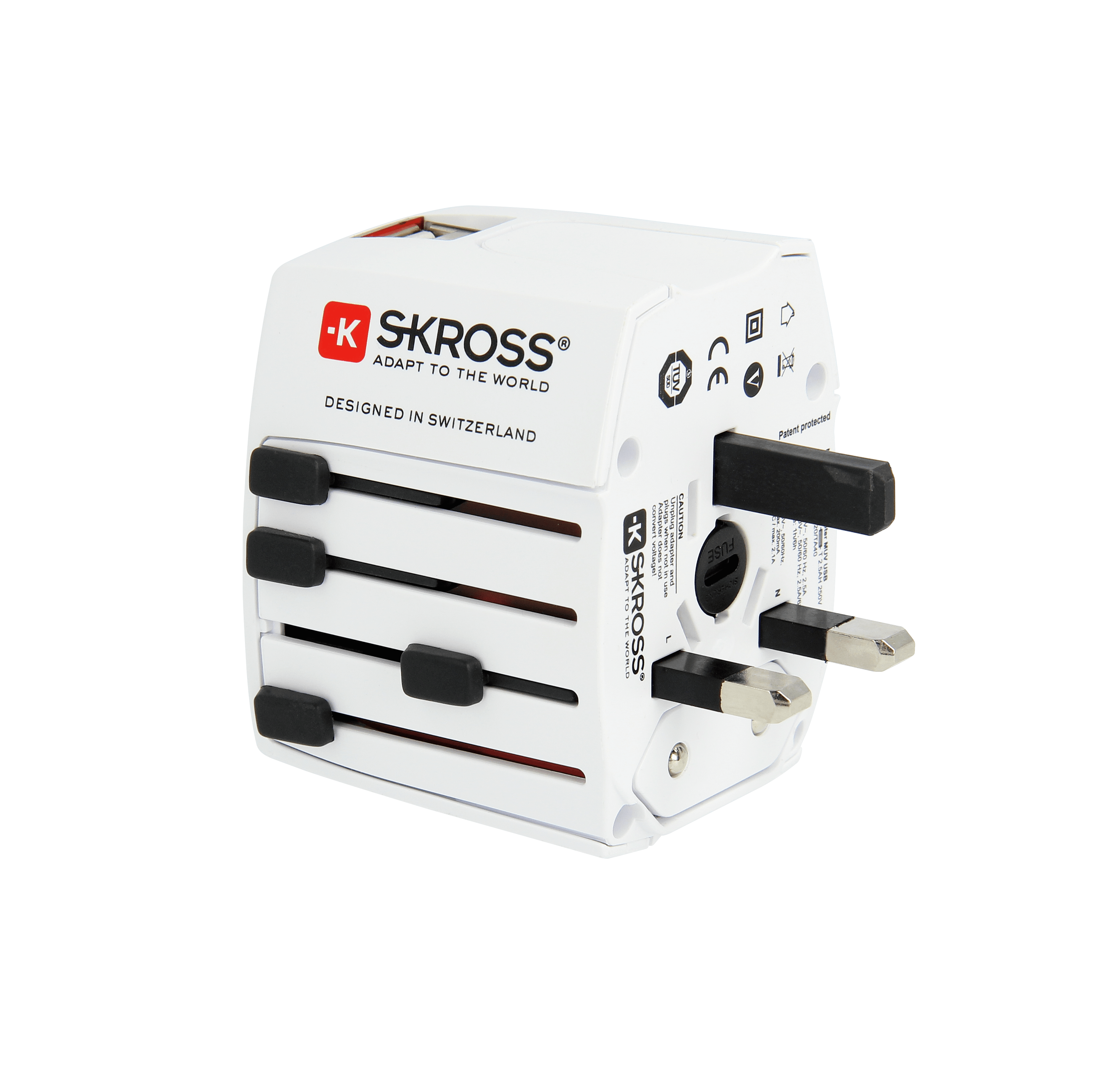 Skross MUV USB Travel Adapter - Universal USB Charger for iPhone, Android, Laptop - Perfect for International Travel, Business Trips & Hotels