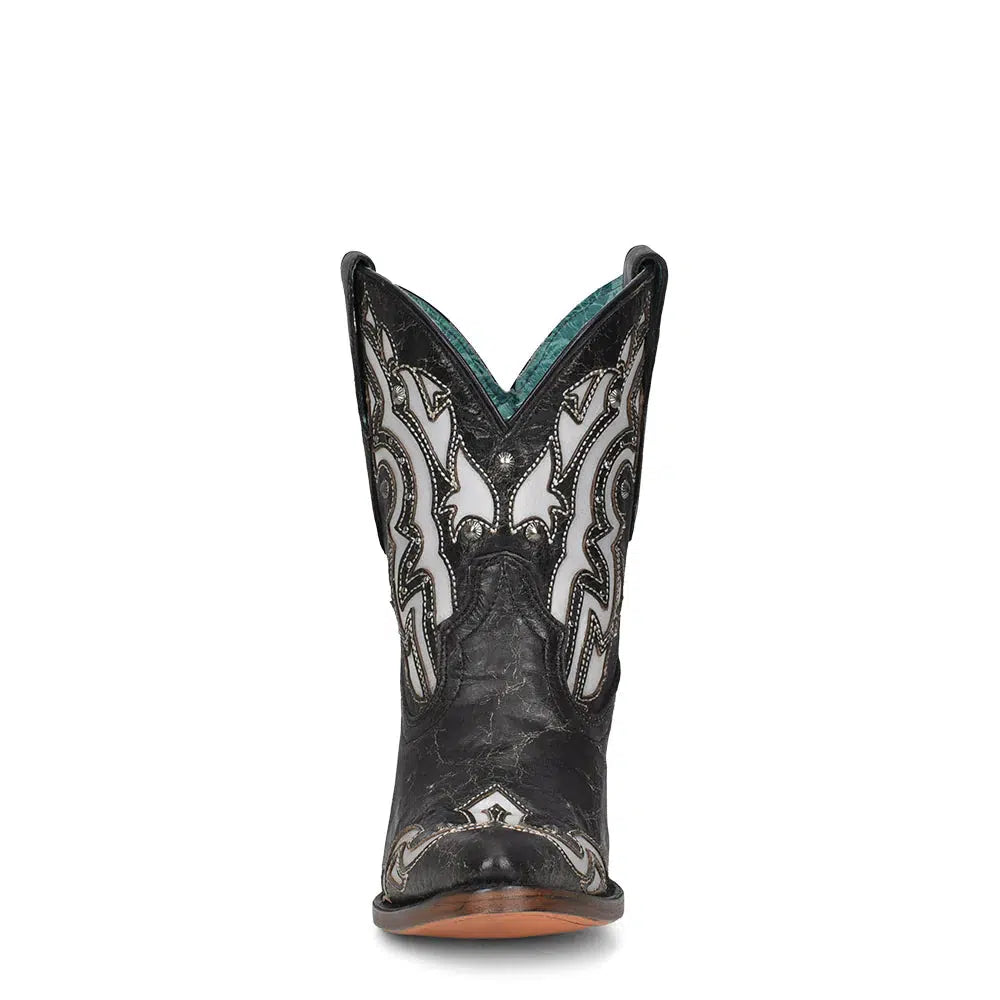 A4272 Women's Black Western Cowgirl Leather Ankle Boots - Stylish & Comfortable for Riding, Dancing & Everyday Wear