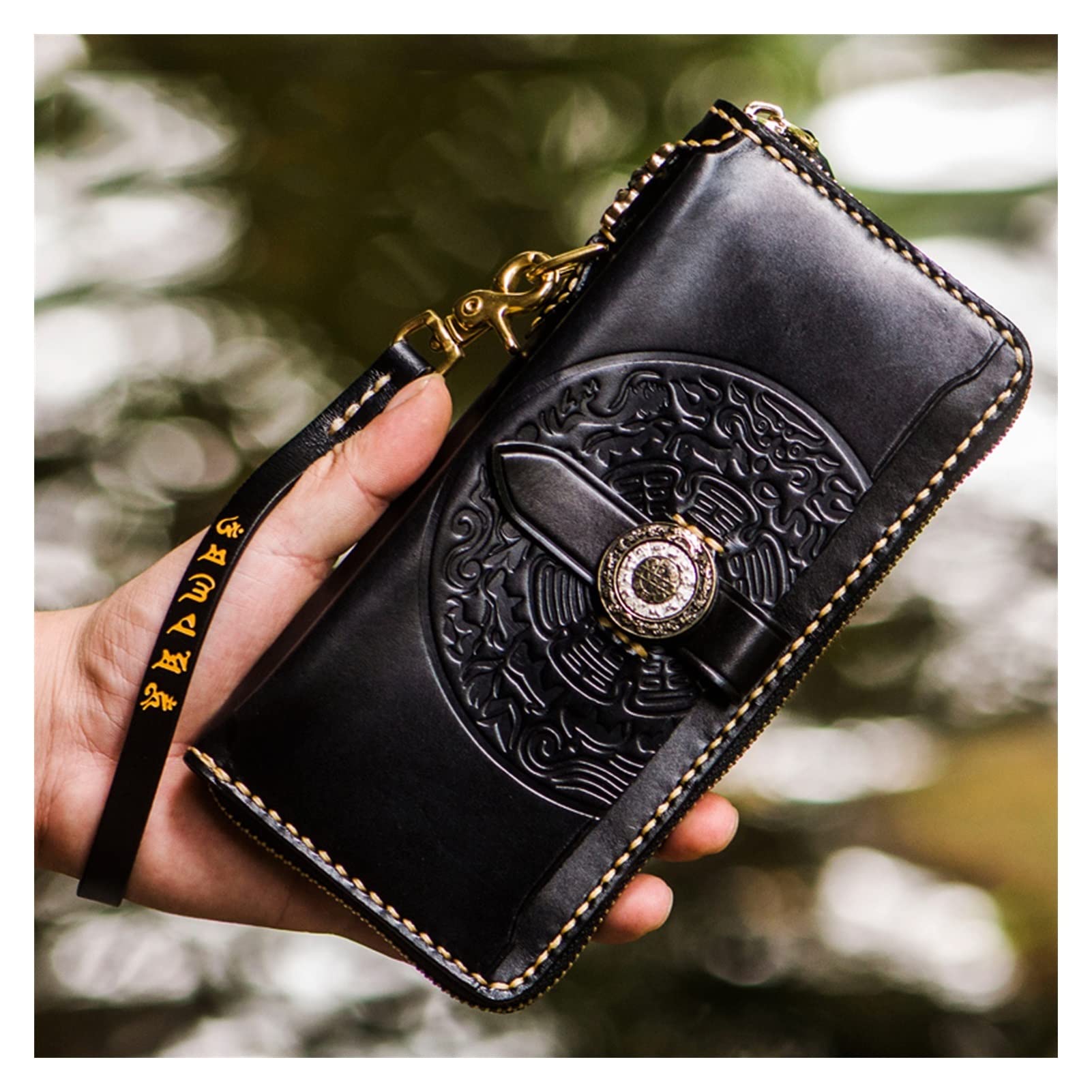AVLUZ Genuine Leather Wallet for Men & Women - Handmade 8-Credit Card Holder with Large Capacity, Stylish Retro Clutch Purse (Black) | Perfect for Everyday Use, Travel & Business