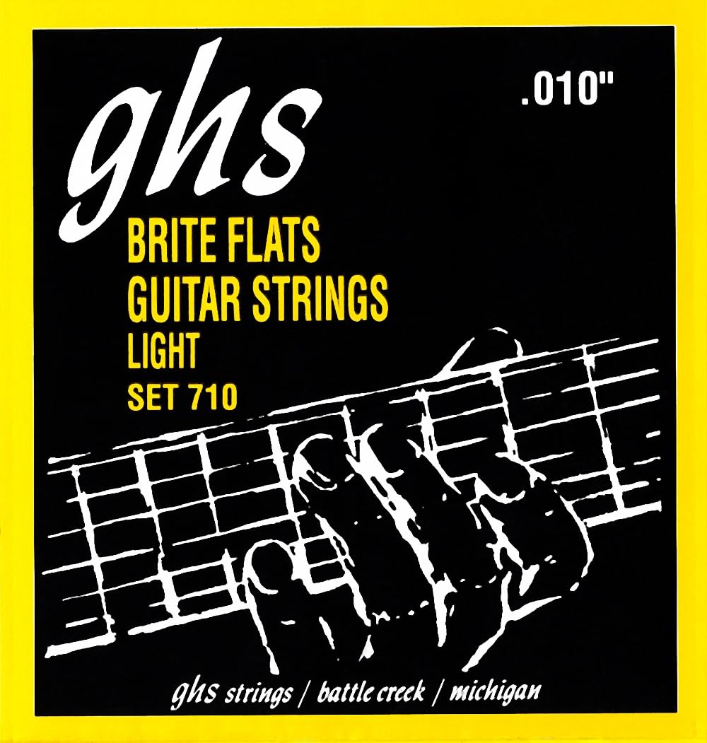 GHS Strings BF 710 Brite Flats Electric Guitar Strings, Light Gauge 10-46 - Perfect for Rock, Blues & Jazz Performances & Studio Recording