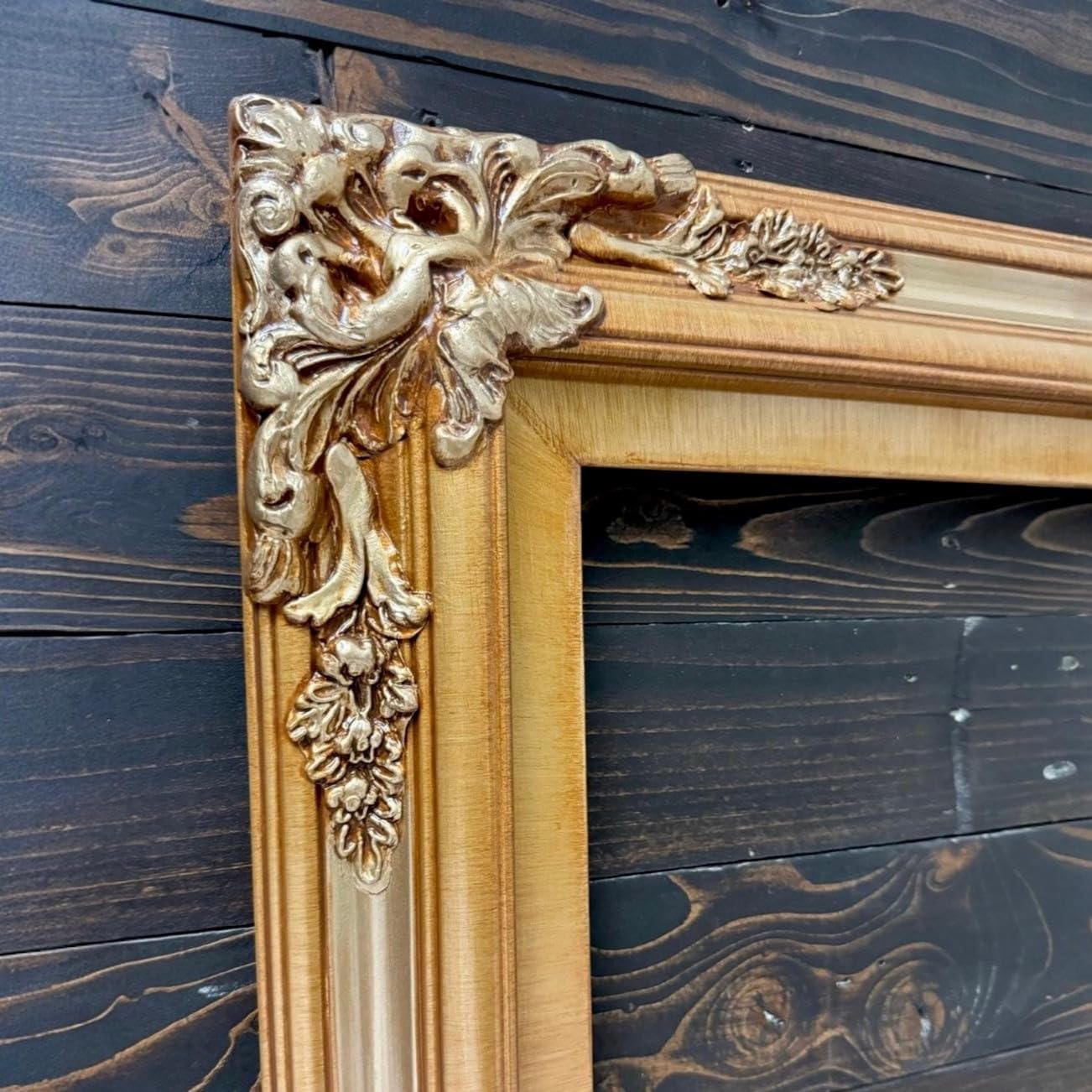 Handmade Wood Ornate TV Frame for Samsung The Frame TV - Light Gold Finish, Fits 32/43/50 Inch Models (Not Compatible with Other Brands) - Perfect for Living Room Decor & Home Theater Setup