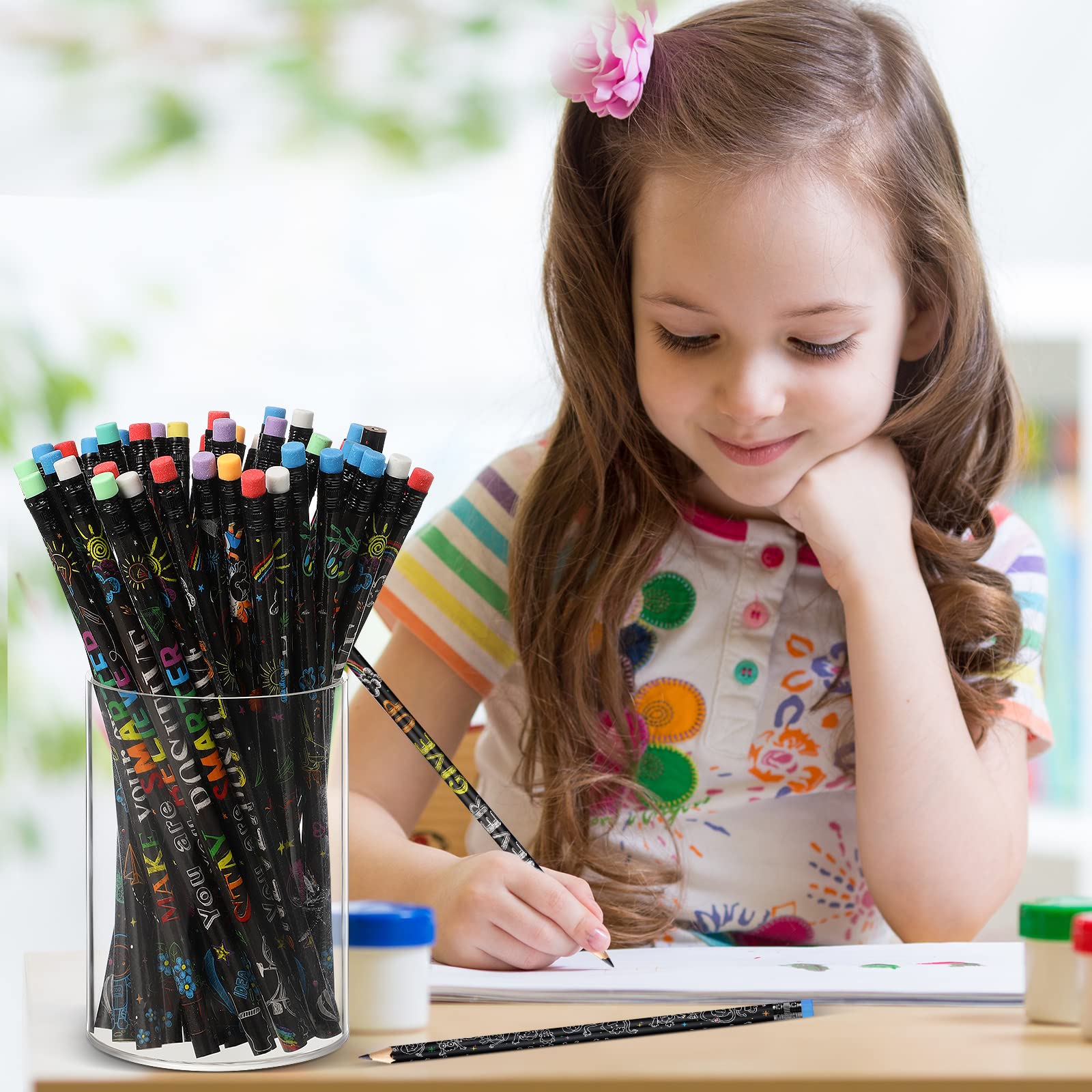 240 Pack Inspirational Motivational Pencils with Erasers - Colorful Wooden Pencils with Uplifting Quotes for Students, Teachers & Classroom Supplies - Perfect for Back to School, Study Motivation & Positive Learning Environment