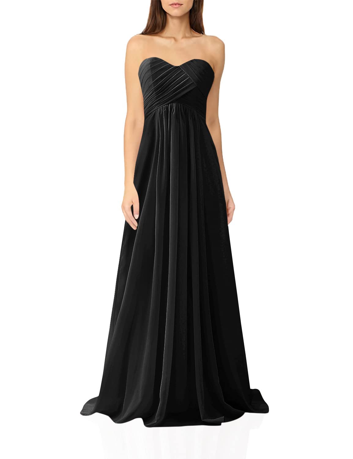 JAEDEN Elegant Chiffon Bridesmaid Dresses - Long Strapless Pleated Wedding Party Gown for Prom, Formal Events & Special Occasions | Perfect for Bridal Showers, Receptions & Evening Galas