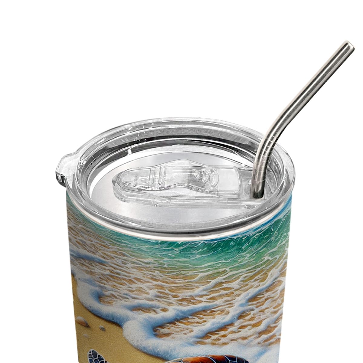 20oz Sea Turtle Tumbler - Stainless Steel Vacuum Insulated Travel Coffee Mug with Lid - Perfect Gift for Turtle Lovers, Beach & Ocean Enthusiasts - Keeps Drinks Hot/Cold for Hours - Ideal for Office, Travel, Picnics & Outdoor Adventures