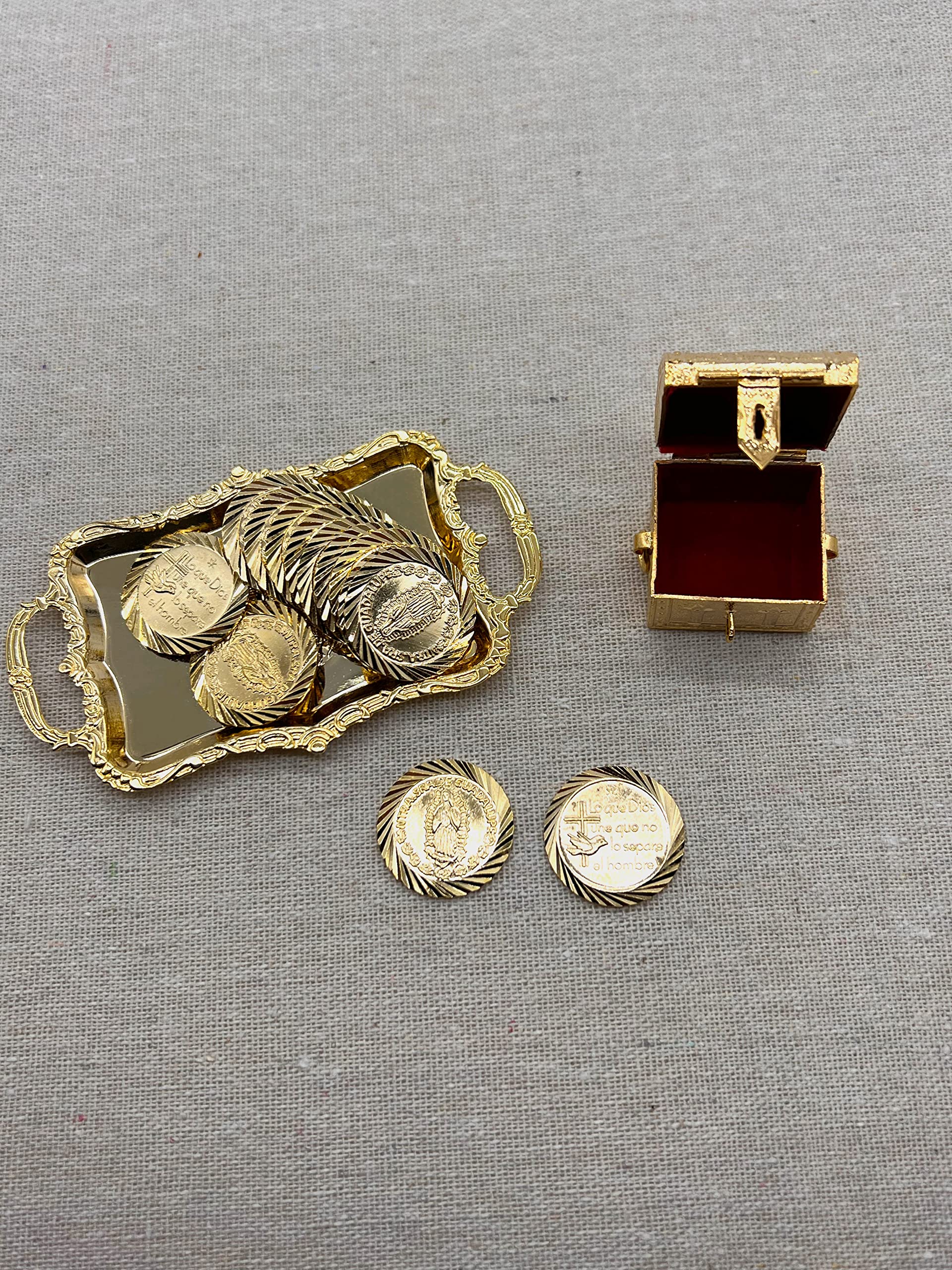 Angelitos de Mexico Wedding Arras Coins - Our Lady of Guadalupe Gold-Plated Collectible Coins for Wedding Ceremonies, Baptisms & Special Occasions