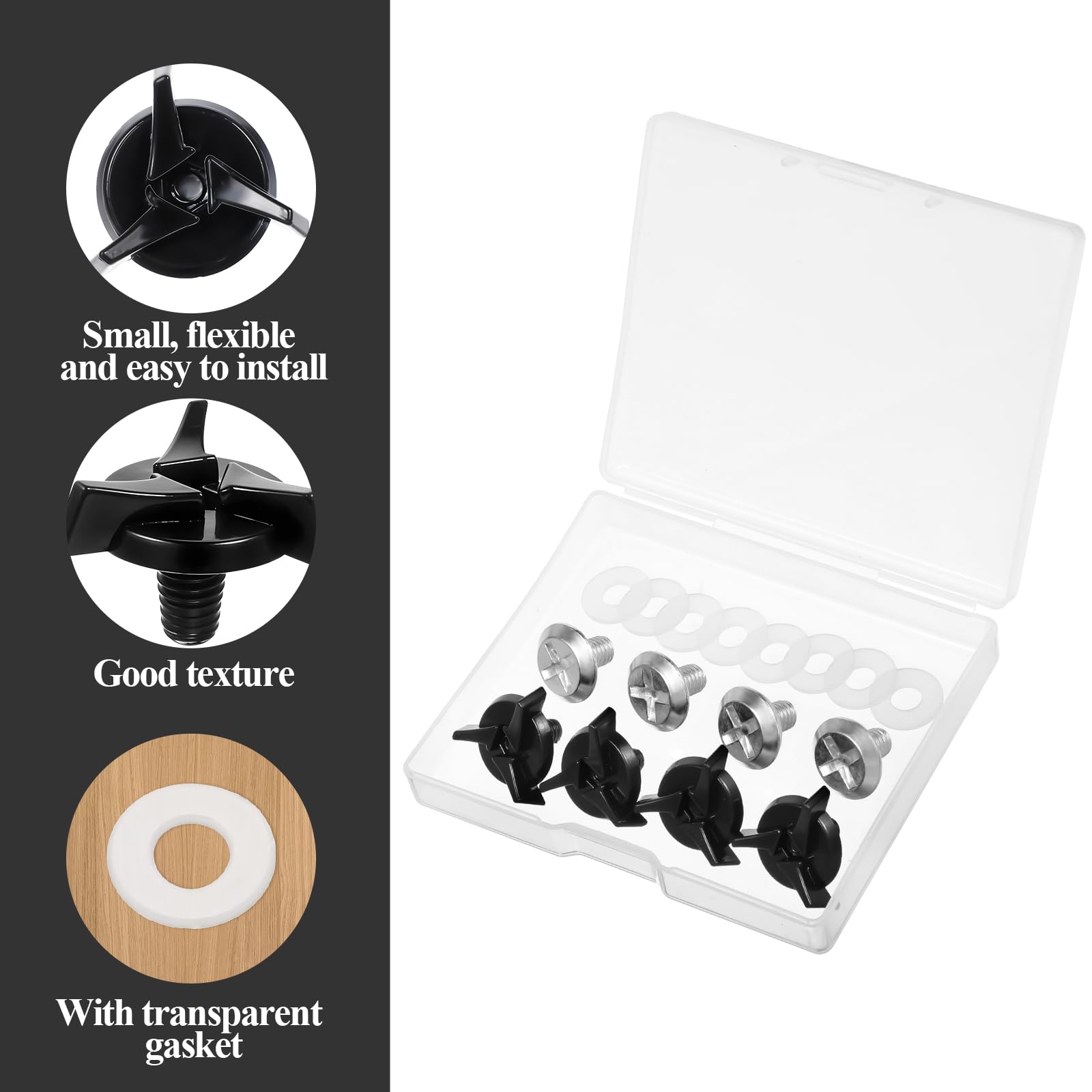 8 PCS Motorcycle Helmet Visor Screws Kit with Rubber Washers - Replacement Fixing Screws Set for Motocross & ATV Helmets - Durable Black Helmet Accessories for Off-Road Riding & Racing